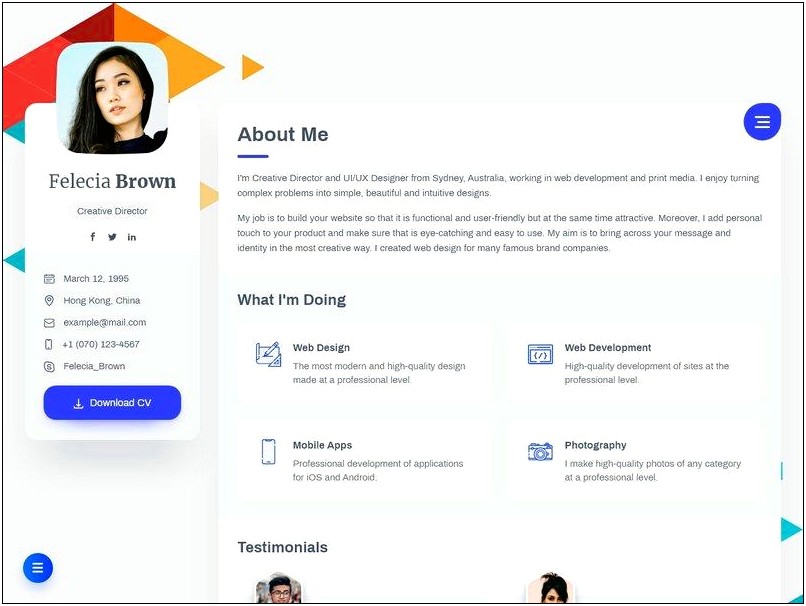 Resume Bootstrap Templates Free Download