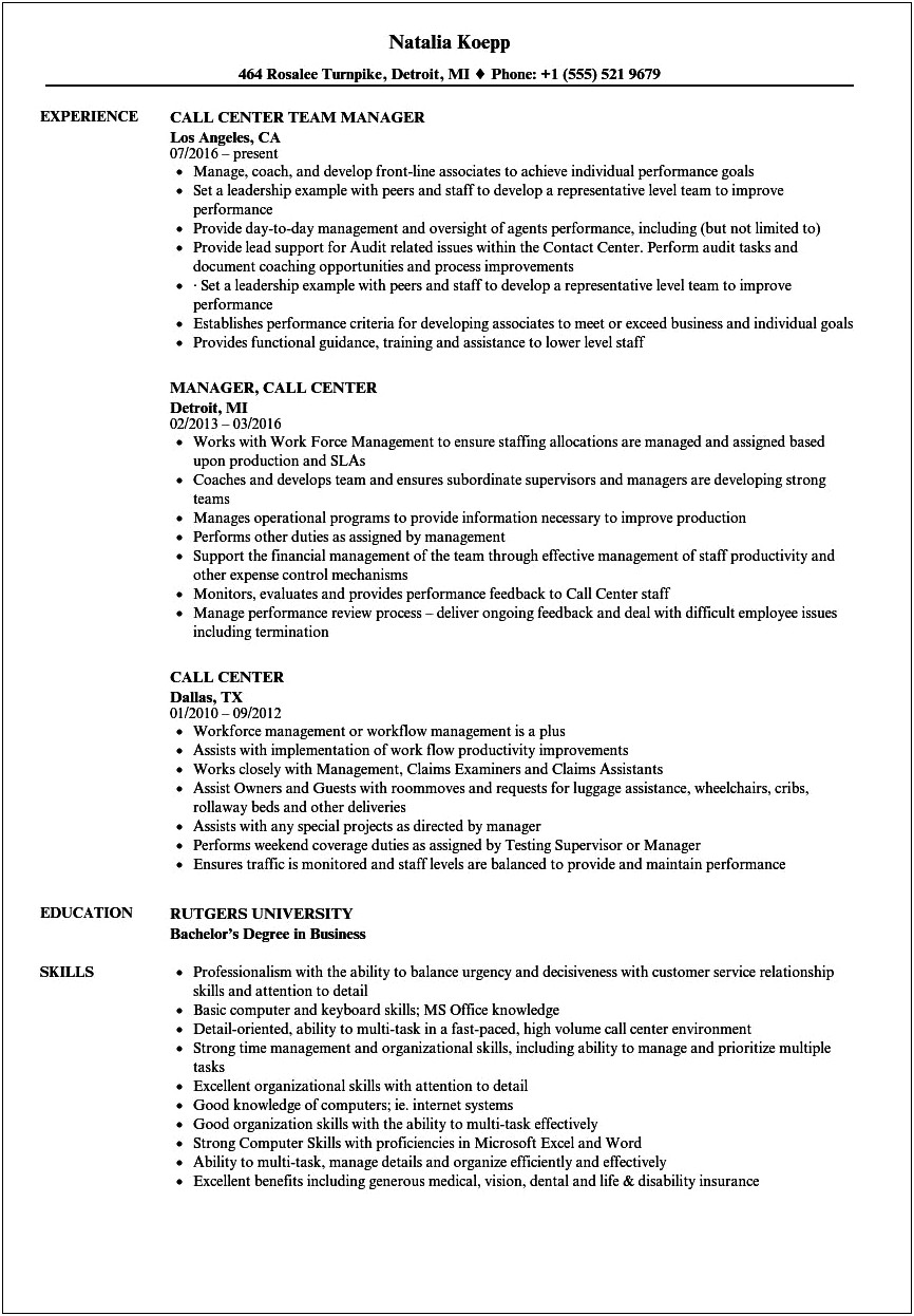 Resume Bullets For Working At Verizon