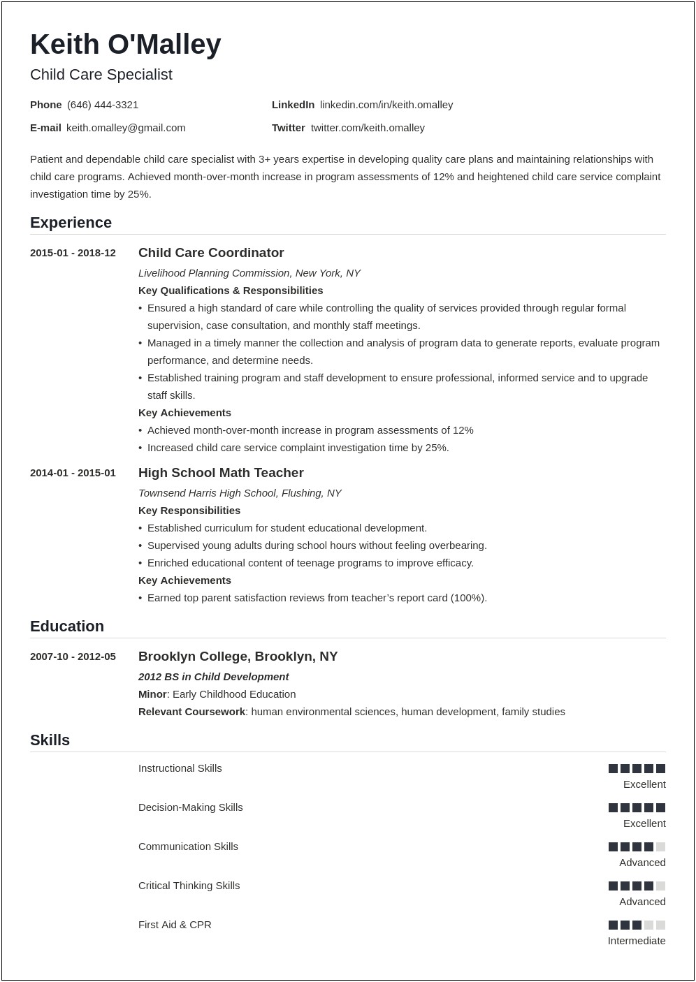 Resume Career Objective Examples Early Childhood Education