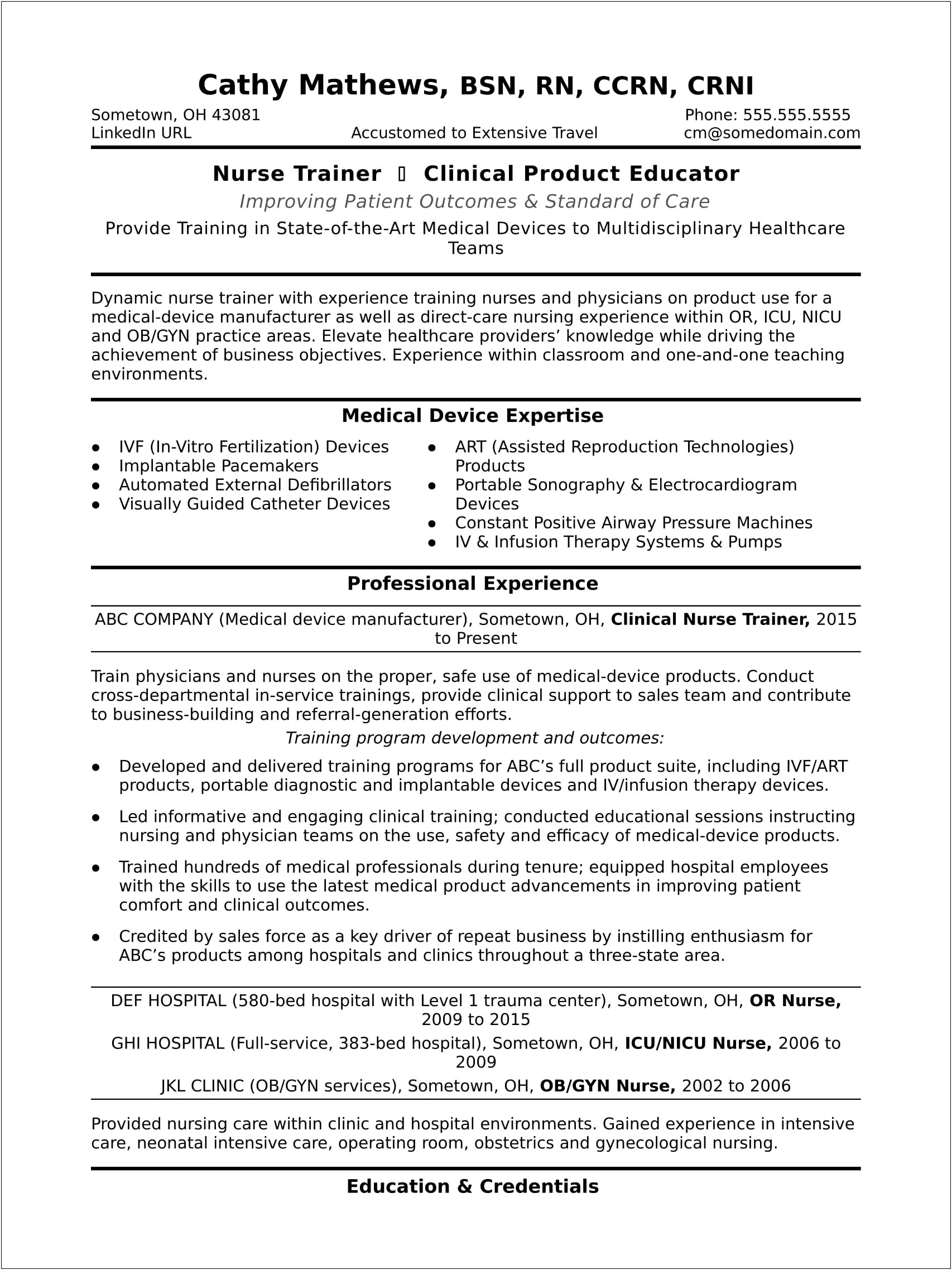 Resume Career Objective Examples Nurse