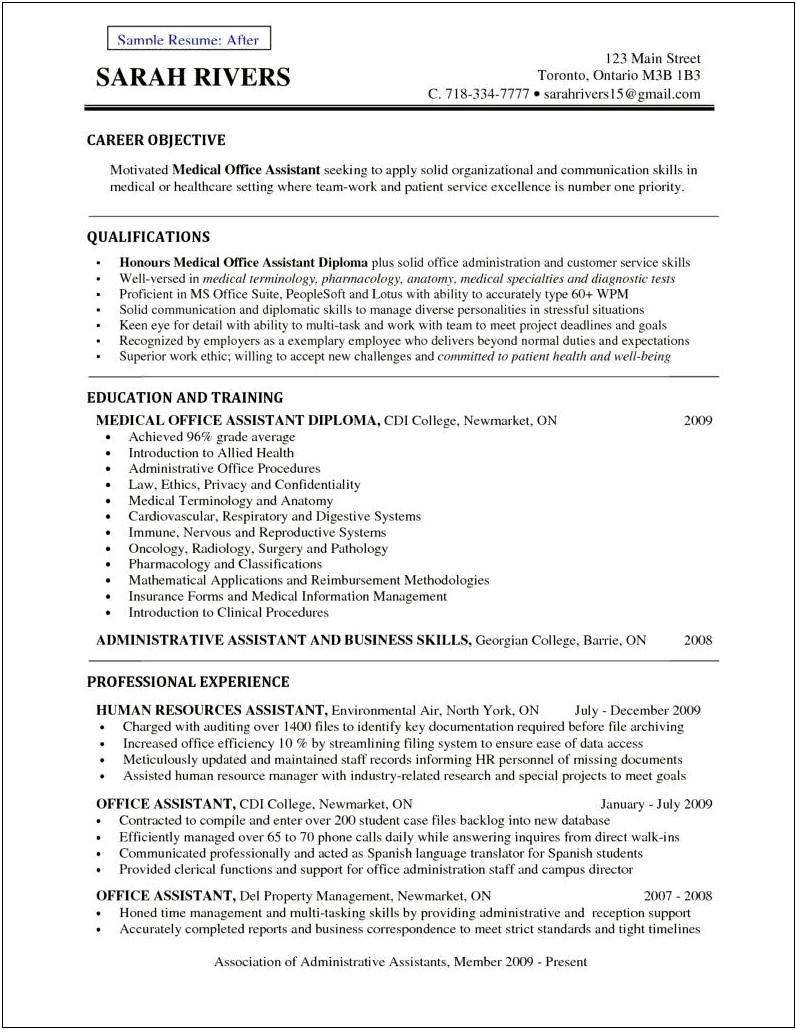 Resume Career Objective Samples Healthcare