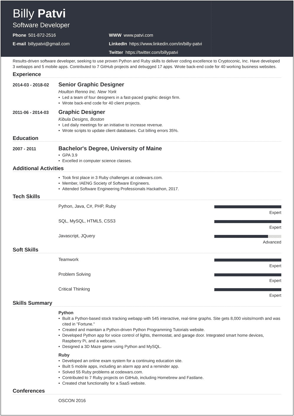 Resume Changing Jobs Within Company
