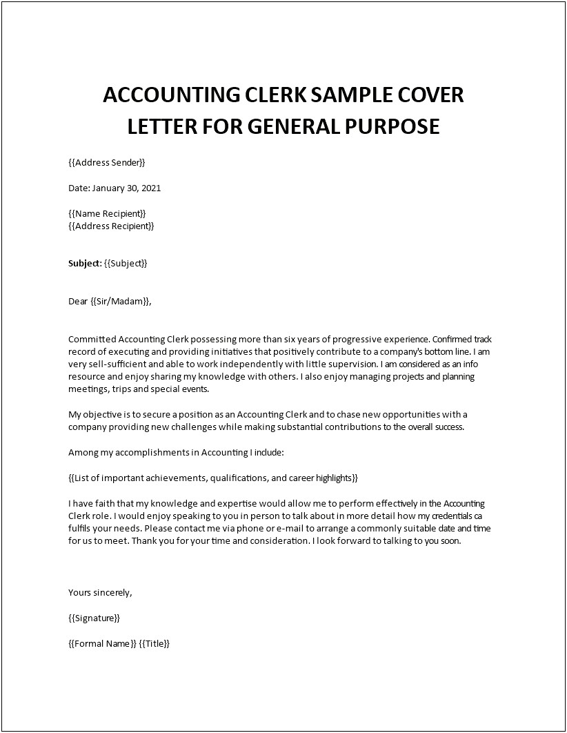 Resume Cover Letter Applying For Records Clerk