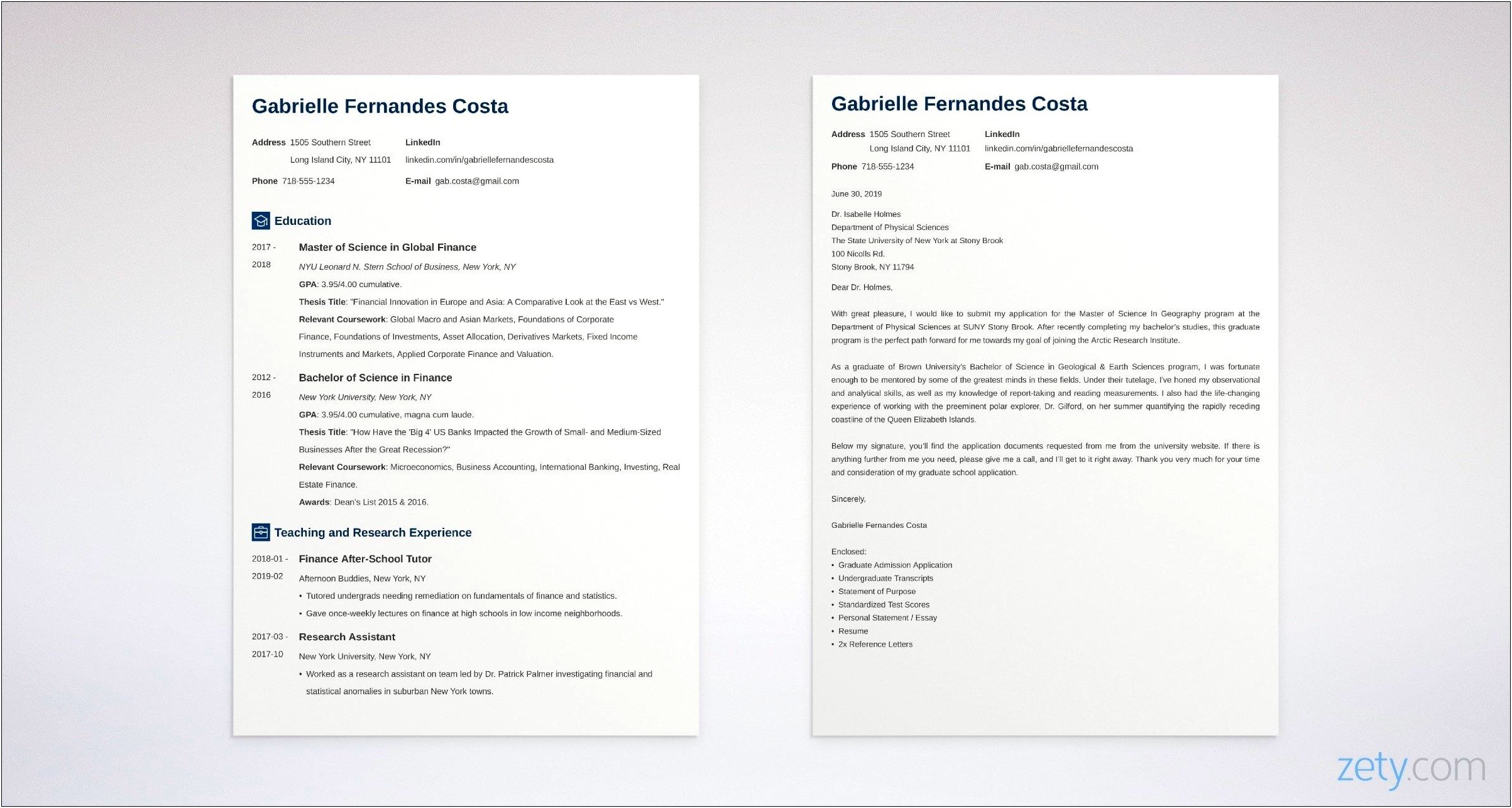 Resume Cover Letter Example 2017
