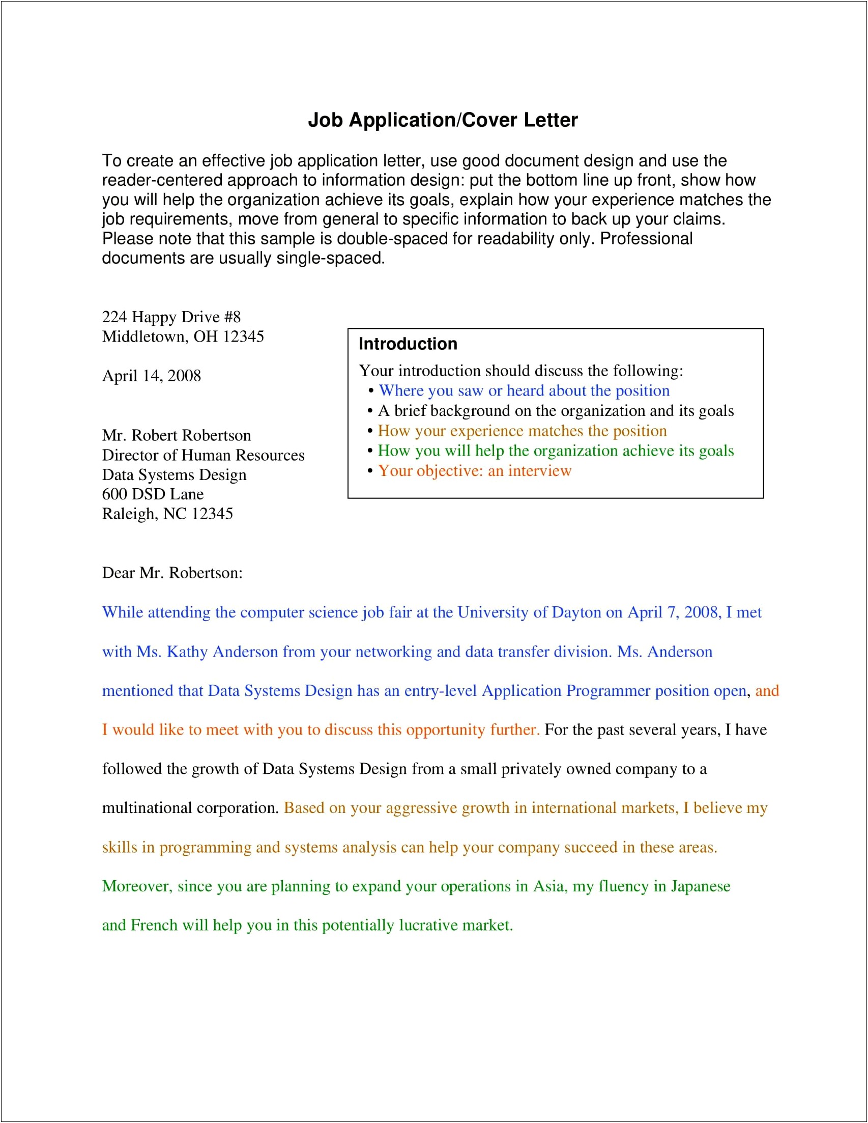 Resume Cover Letter Example Purdue Owl
