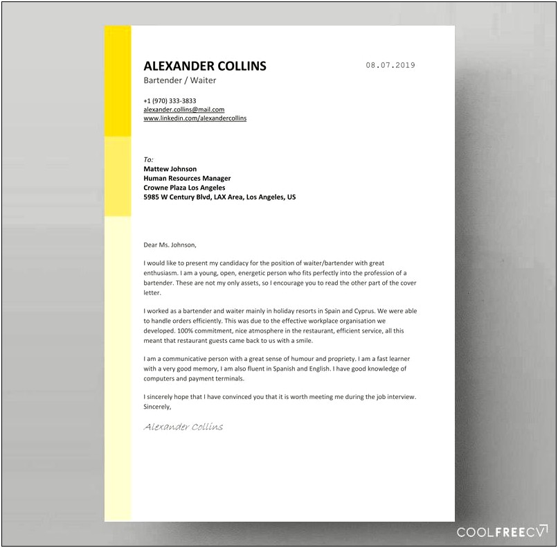 Resume Cover Letter Example Text Download