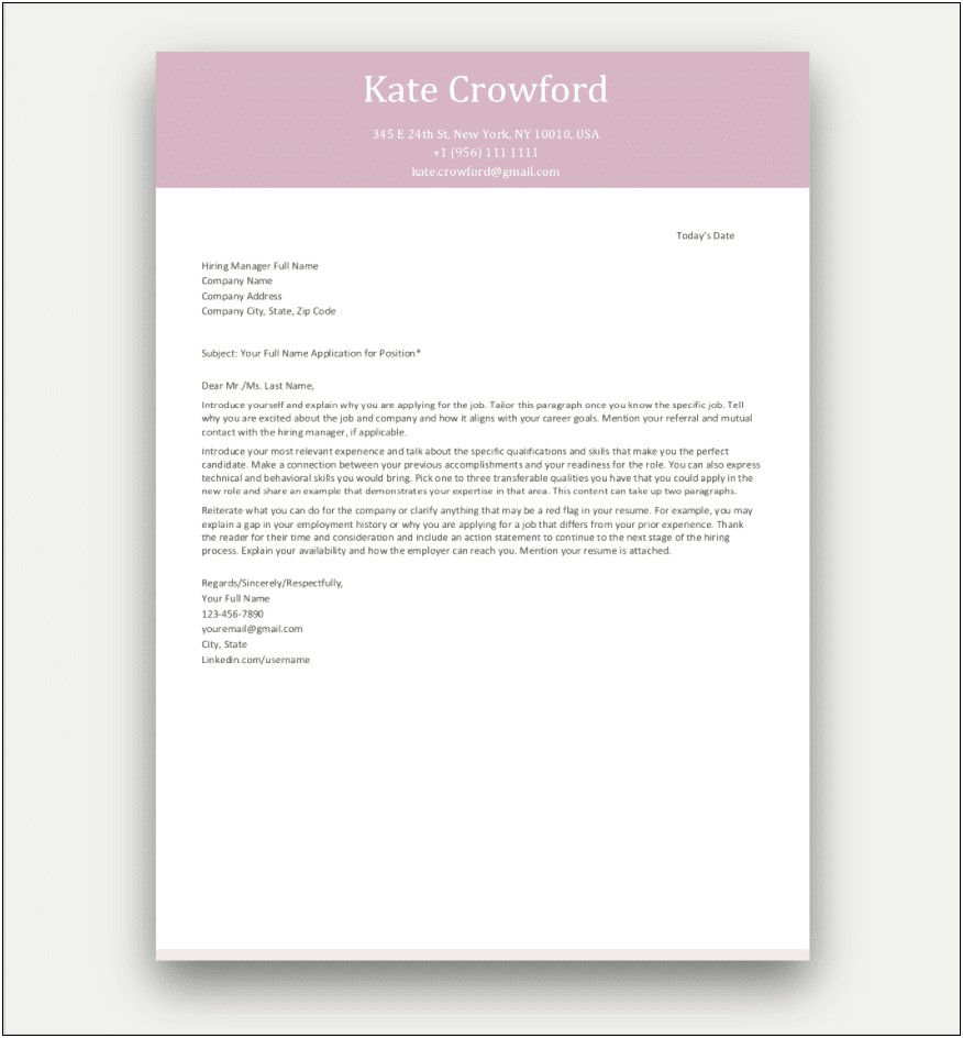 Resume Cover Letter Examples Download
