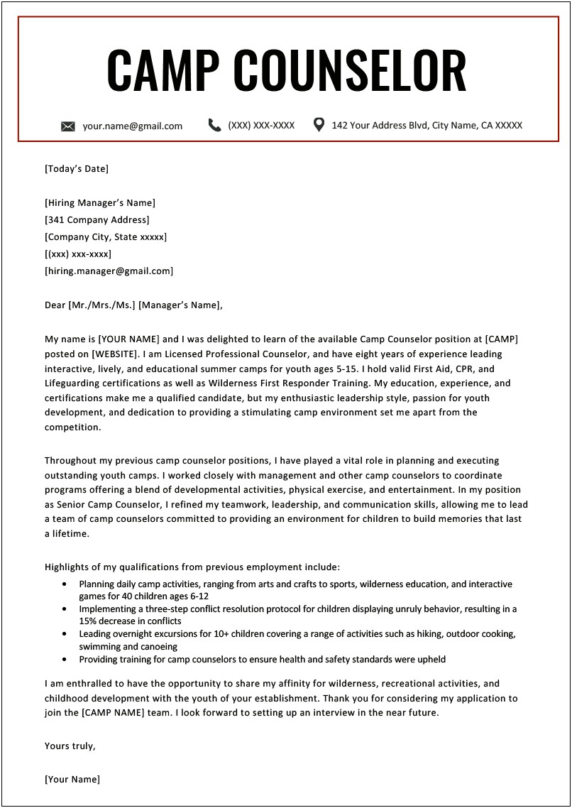 Resume Cover Letter Examples For High School Students