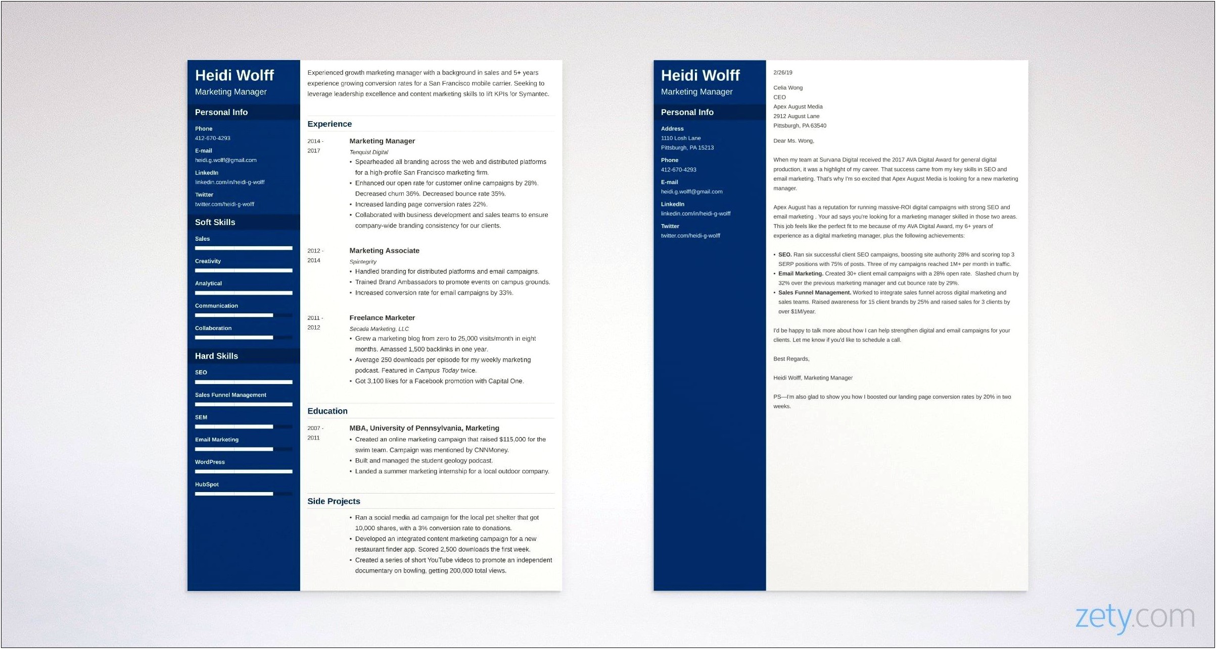 Resume Cover Letter Examples Marketing