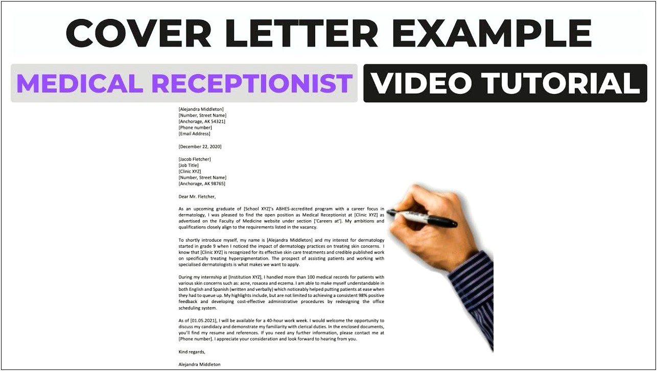 Resume Cover Letter Examples Receptionist