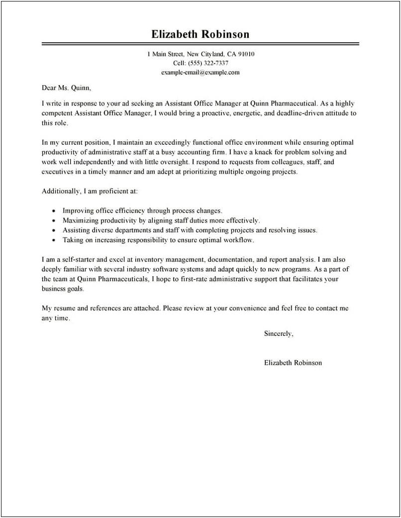 Resume Cover Letter For Bookkeeper Admin Assist