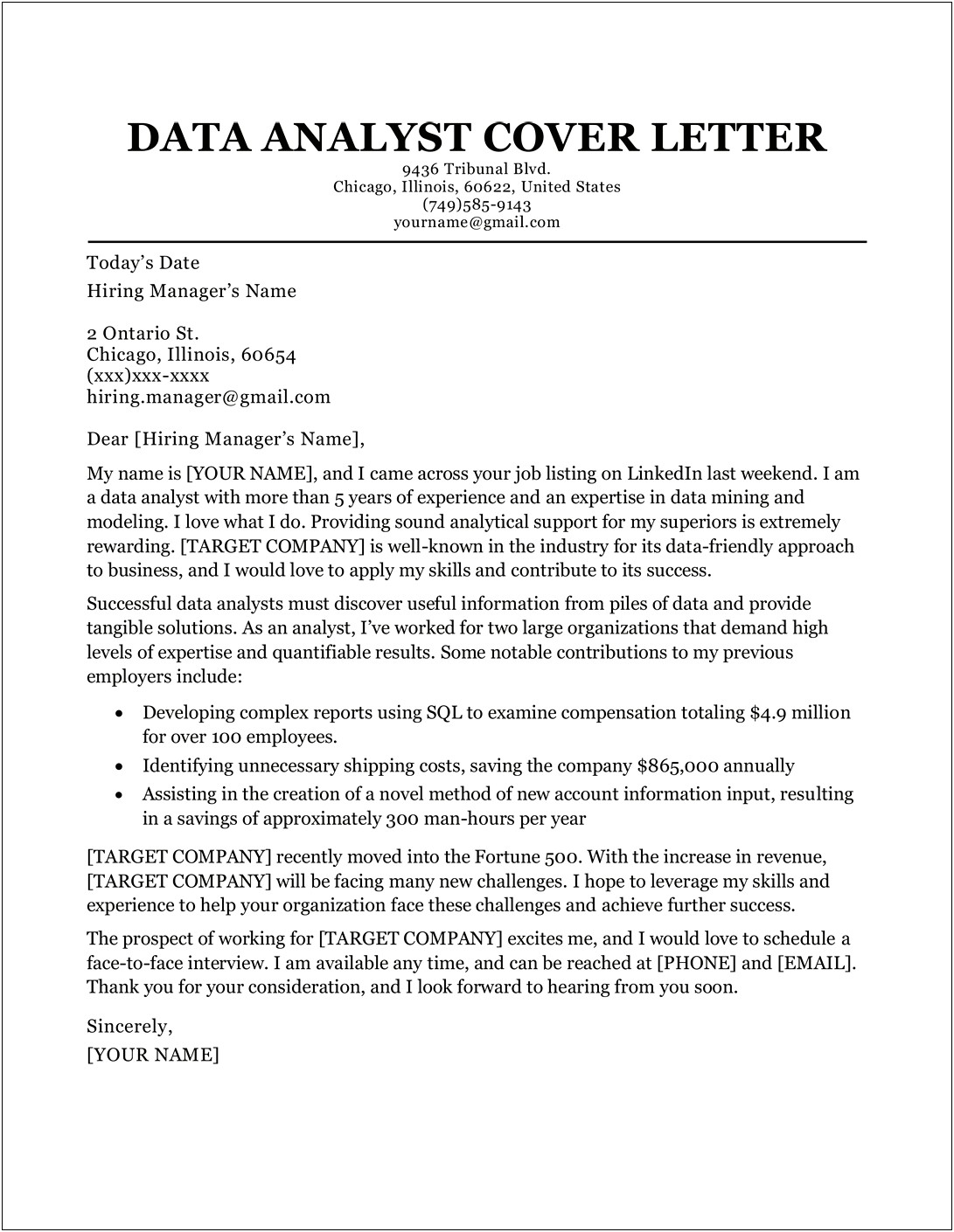 Resume Cover Letter For Data Entry