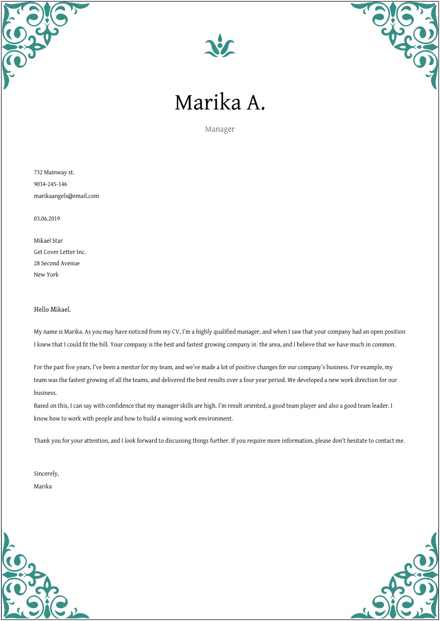 Resume Cover Letter For Hr Position