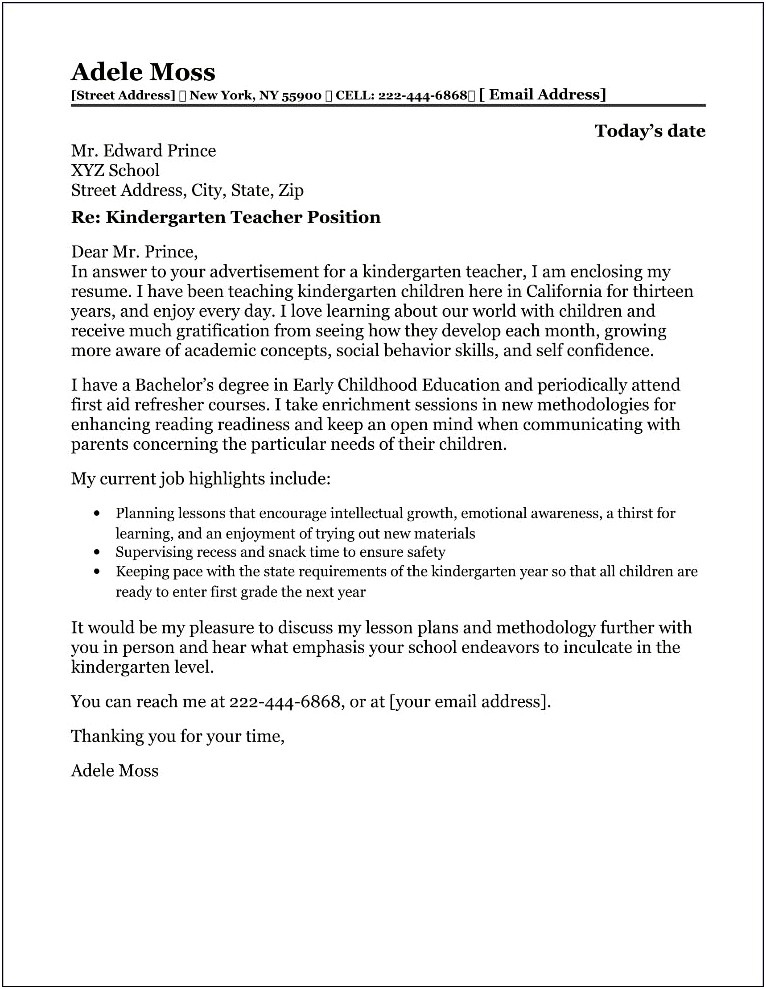 Resume Cover Letter For Jobs In Education