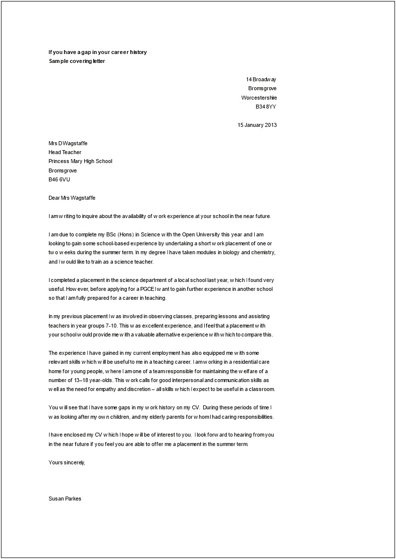 Resume Cover Letter Format For Teachers