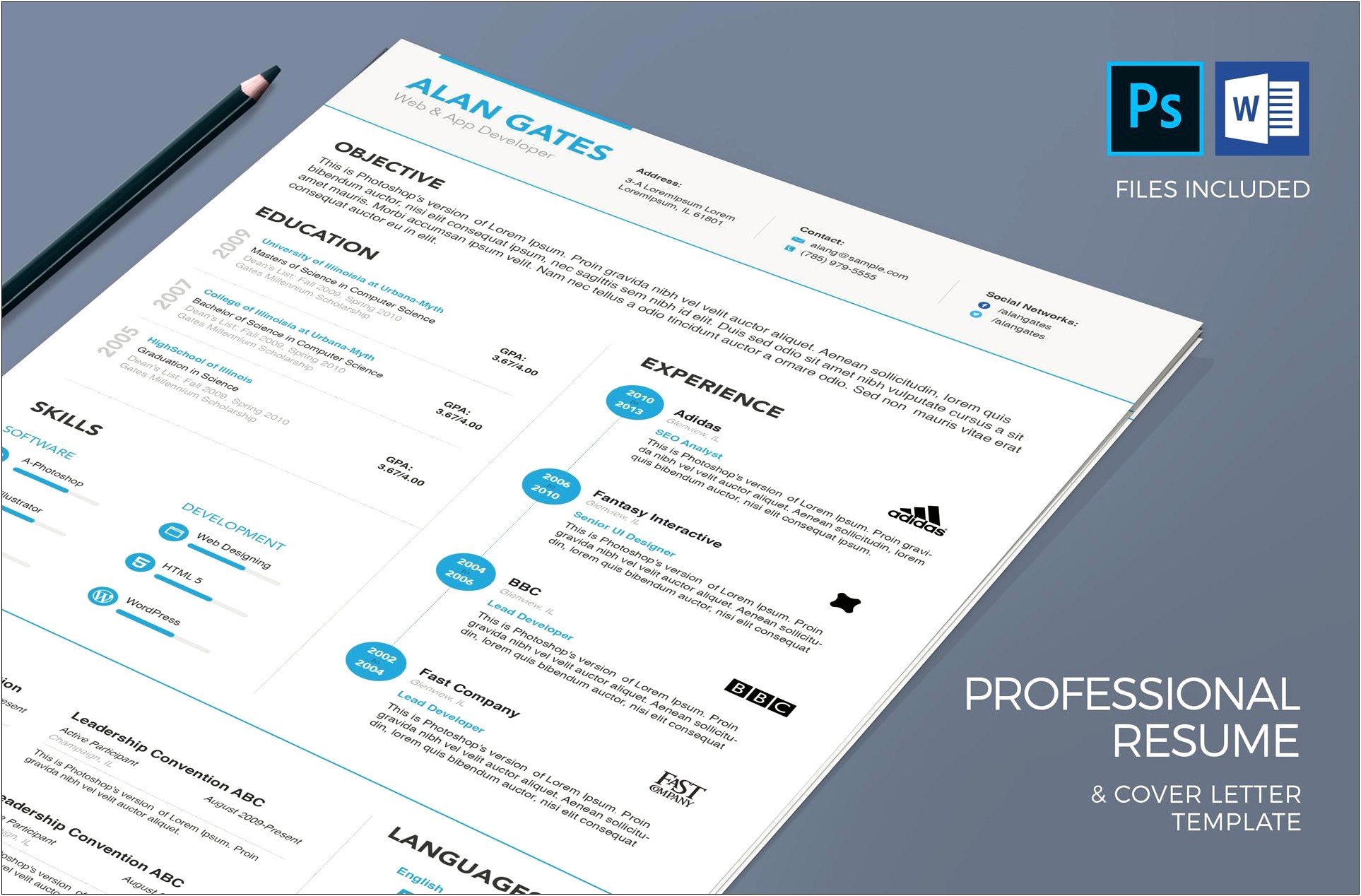 Resume Cover Letter Professional Template Word