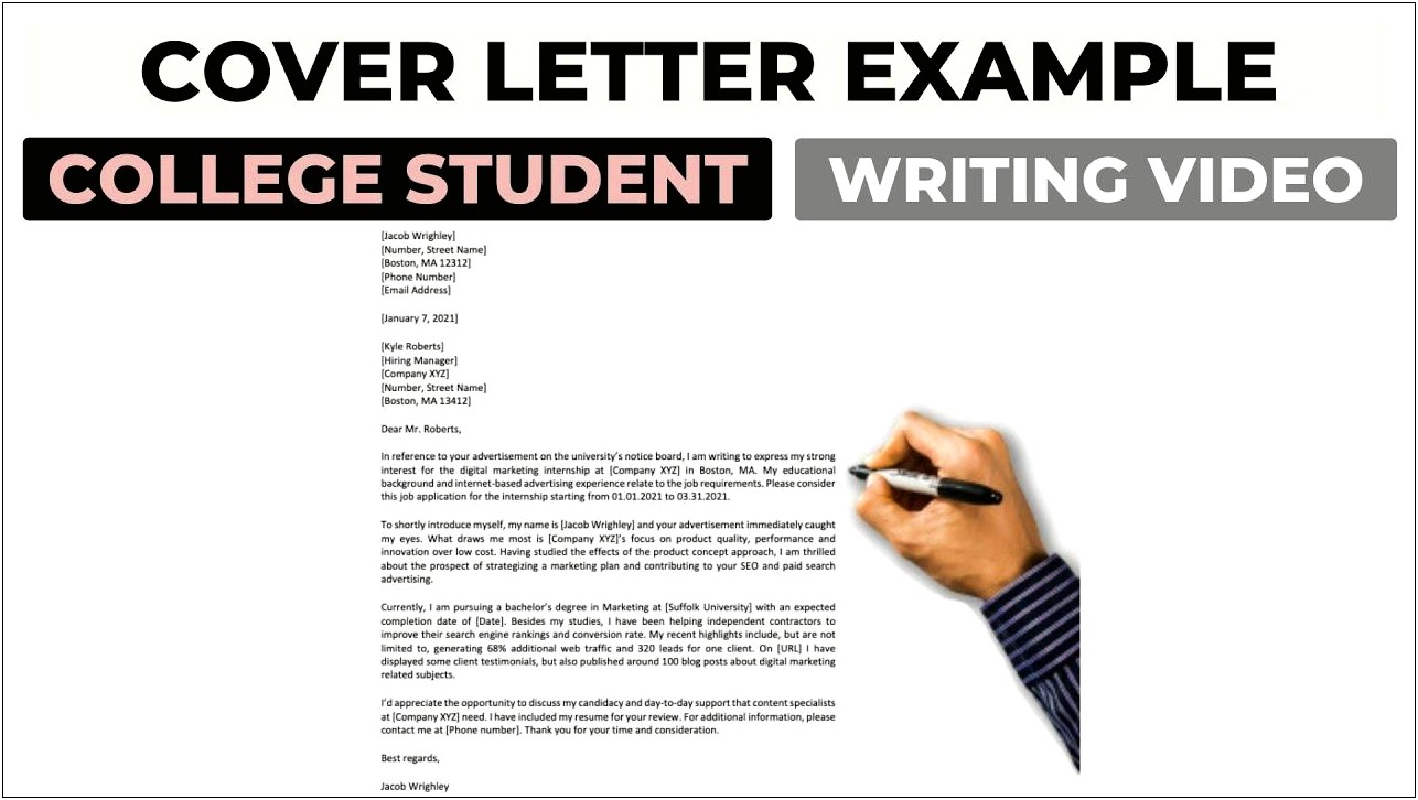 Resume Cover Letter Student Applying For Any Job