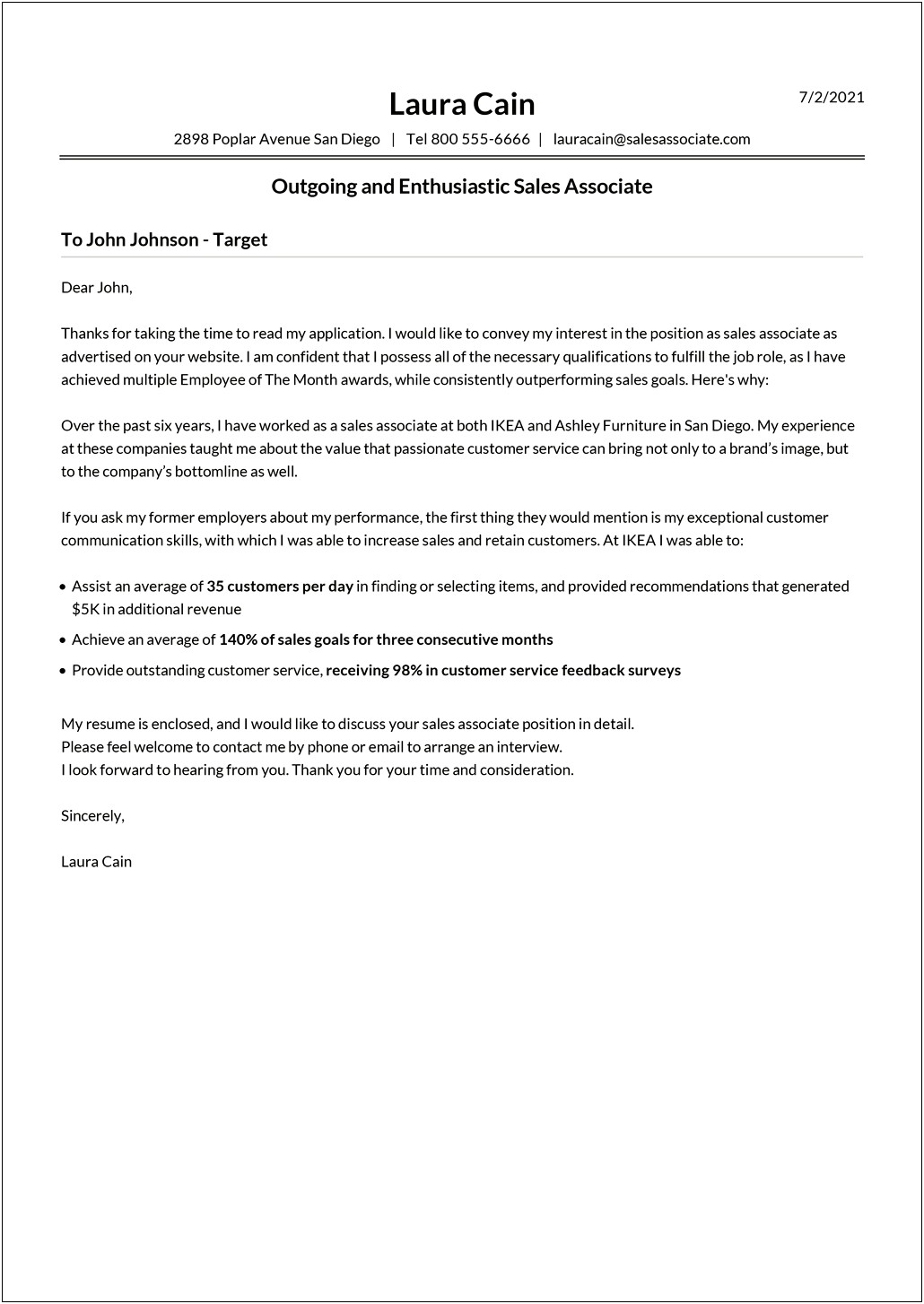 Resume Cover Letter Template For Free