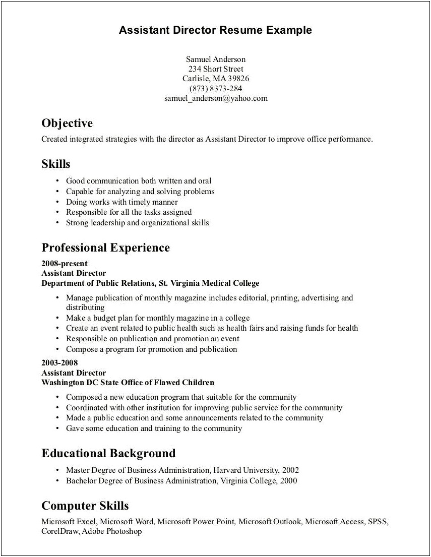 Resume Description For It Skills