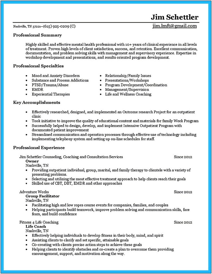 Resume Descriptions For Substance Use Counselor