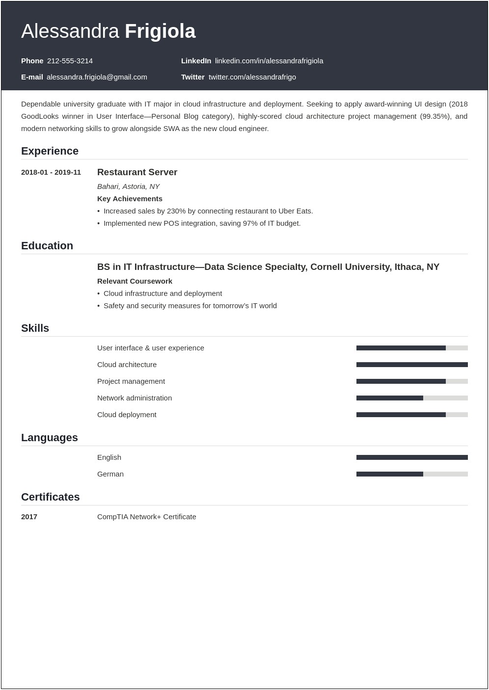 Resume Design For Entry Level Job