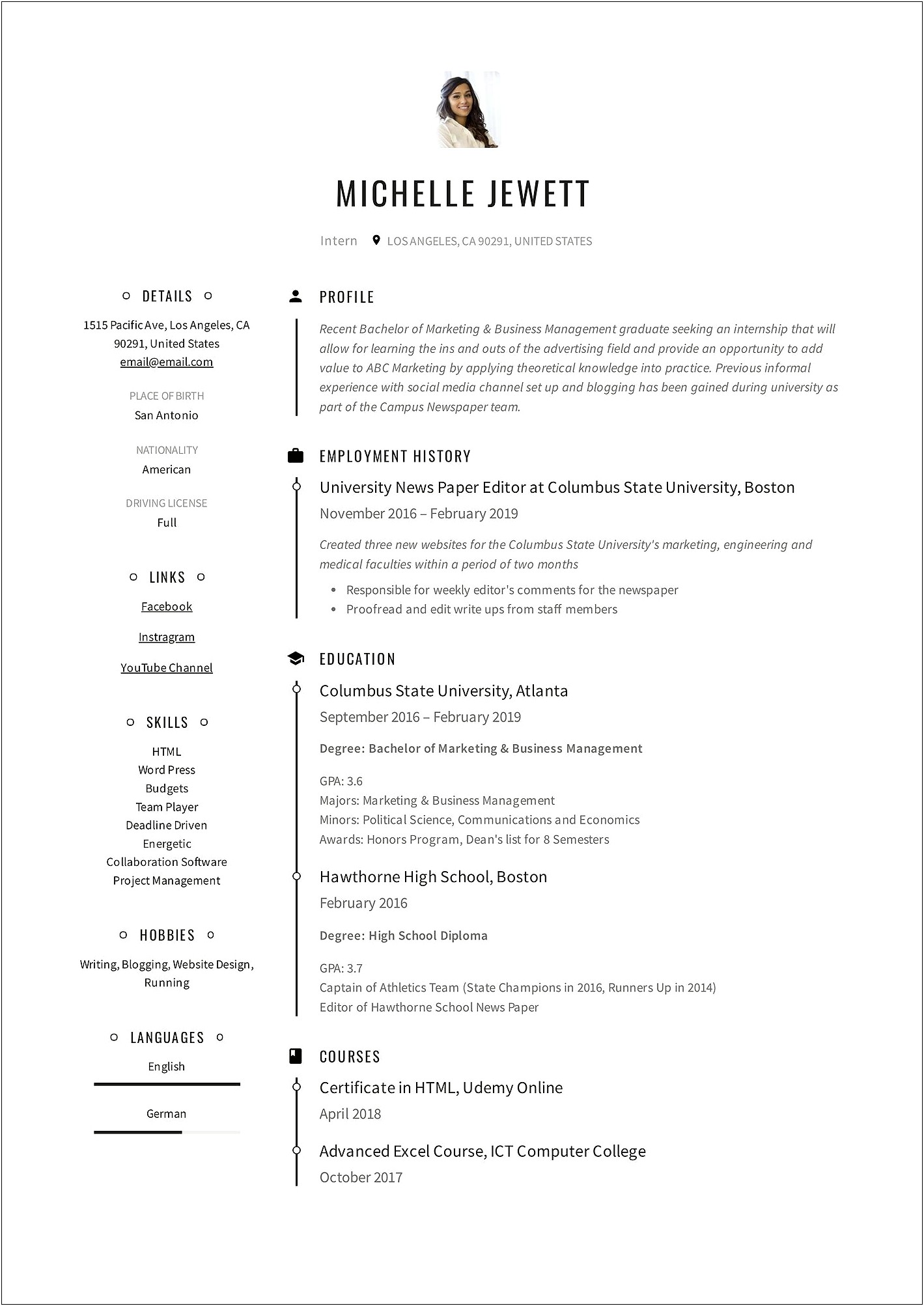 Resume Education Section For High School