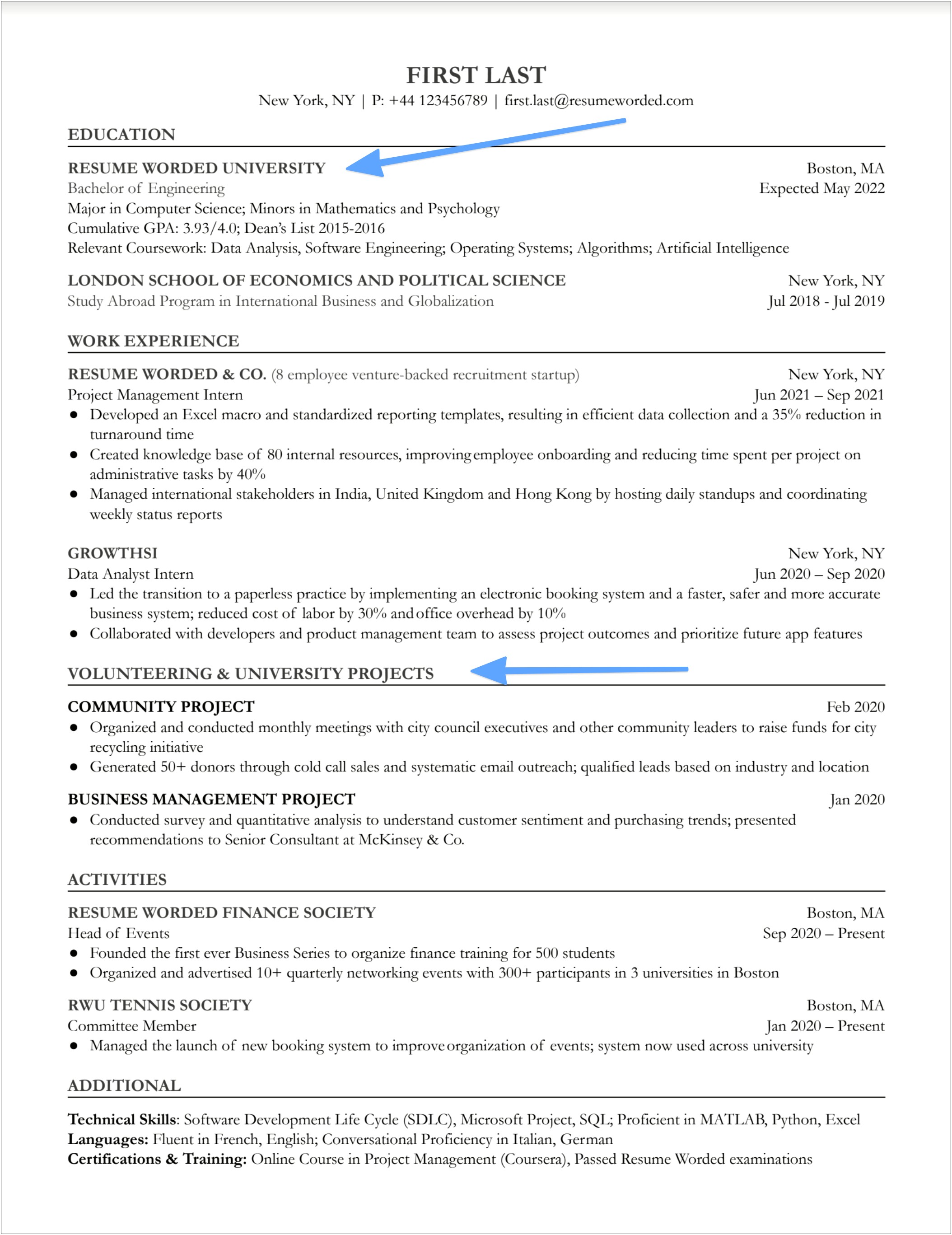 Resume Engineering Project Manager Student