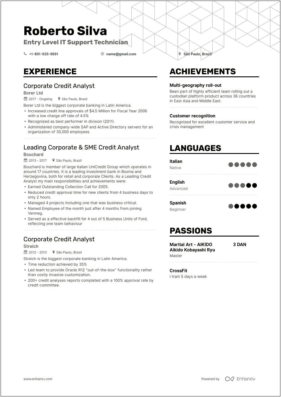 Resume Entry Level Help Desk Examples