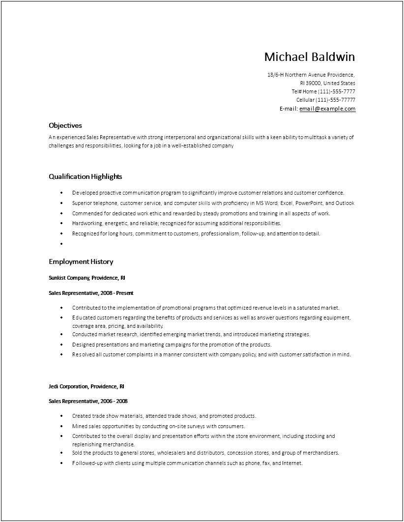 Resume Entry Level Retail Examples