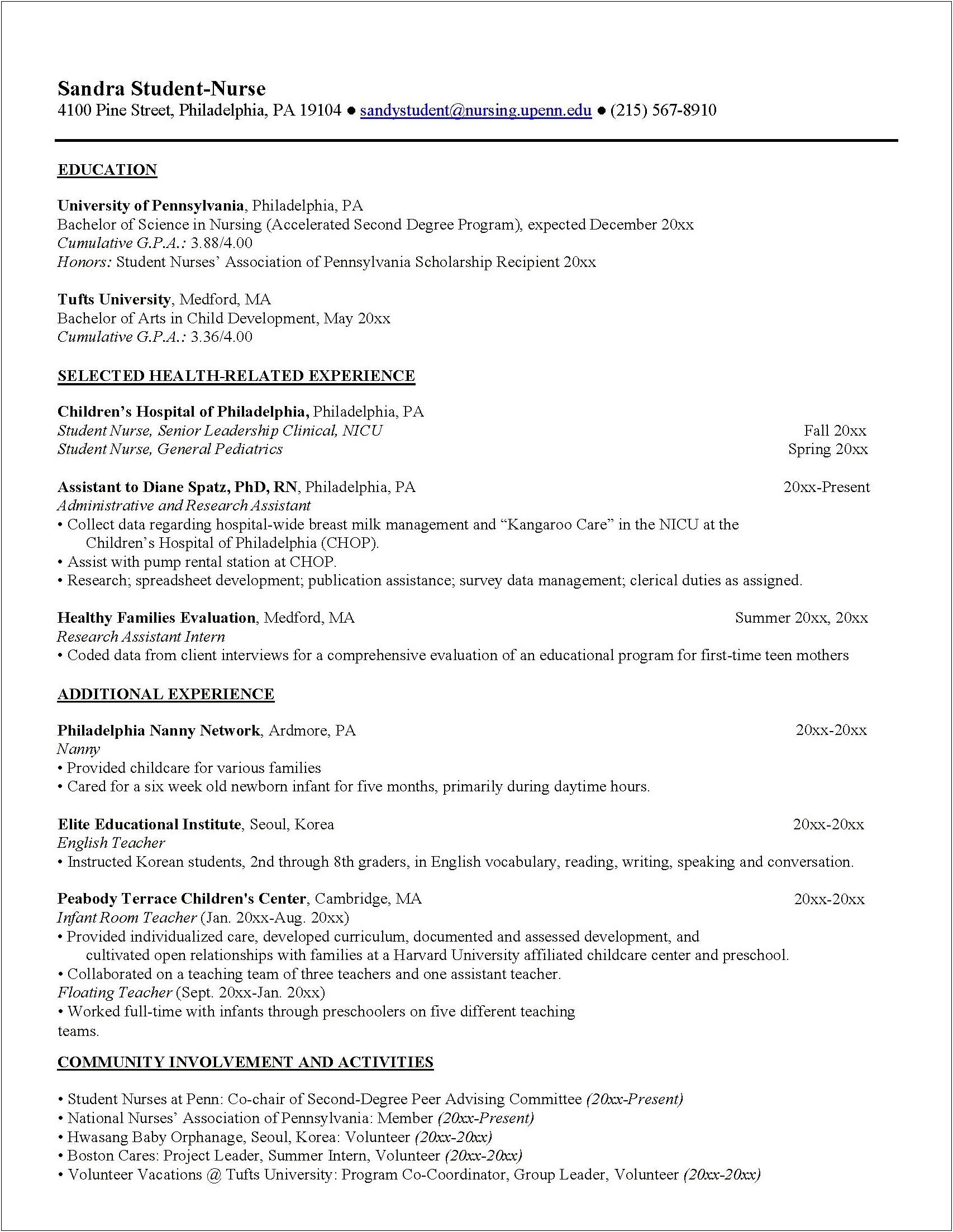 Resume Example Career Services Upenn