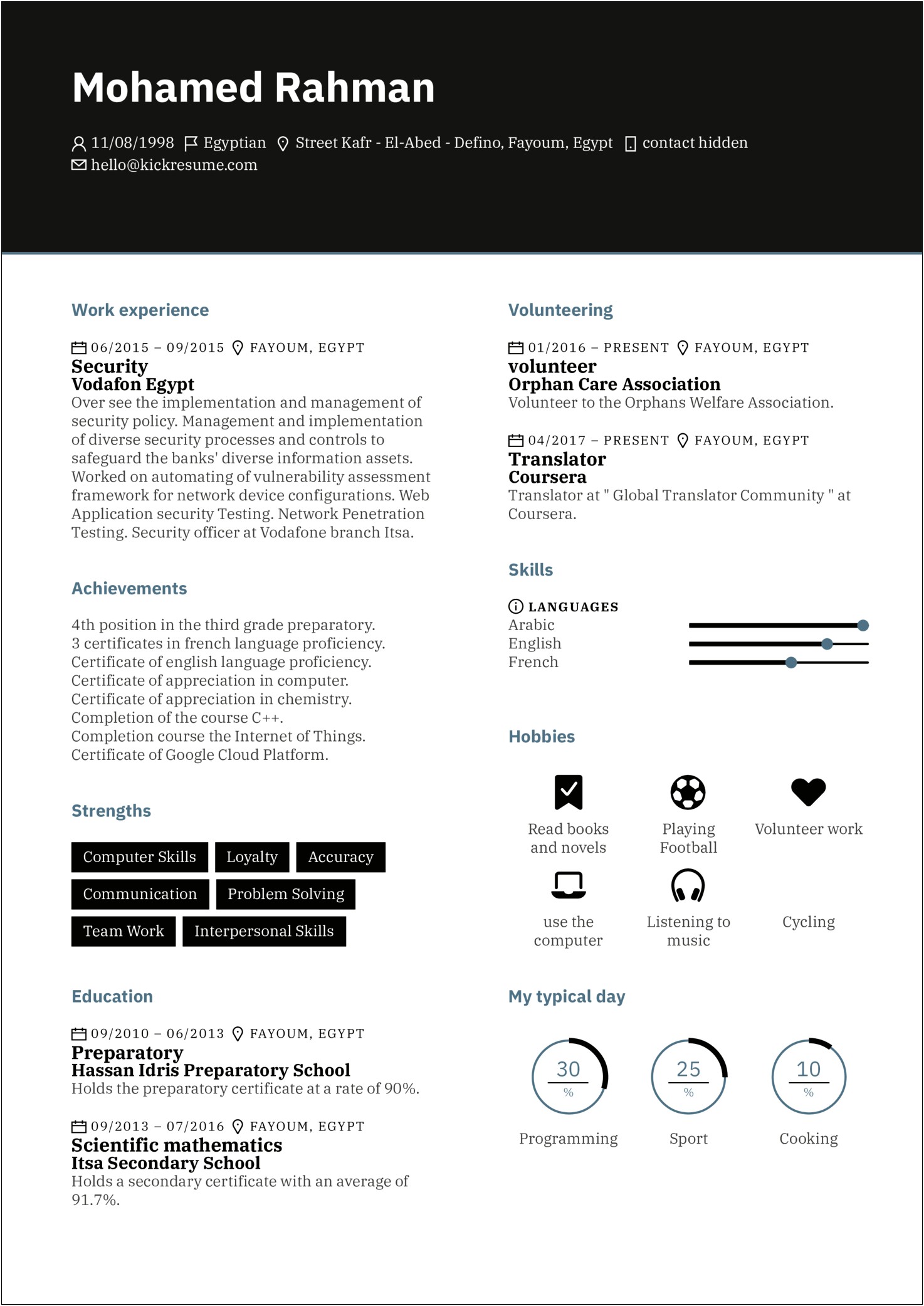 Resume Example For A Cyber Secuirty Person