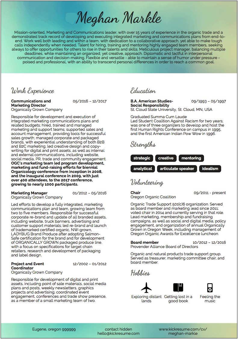 Resume Example For A Shy Person