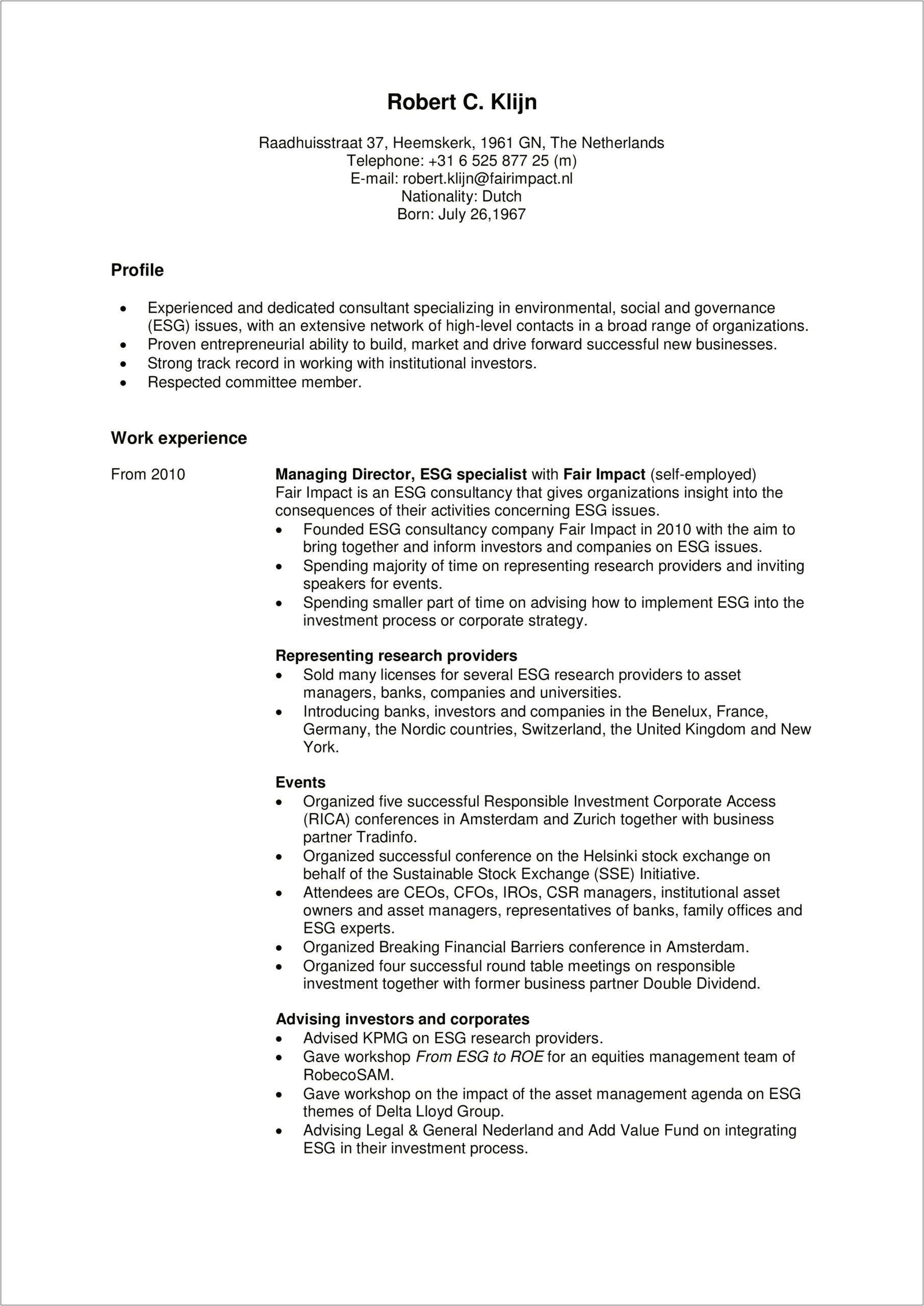 Resume Example For Banking Executive