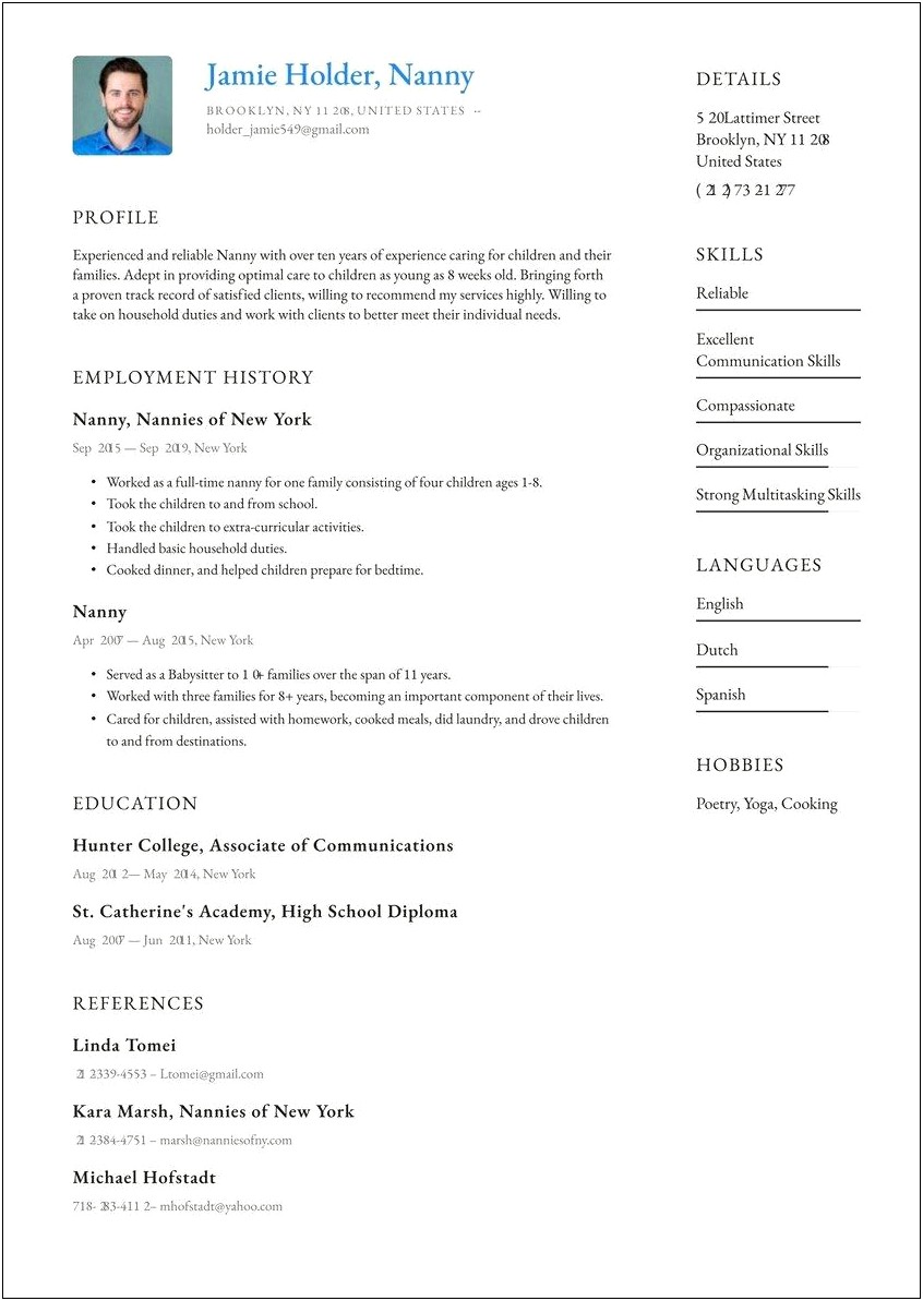 Resume Example For Child Development