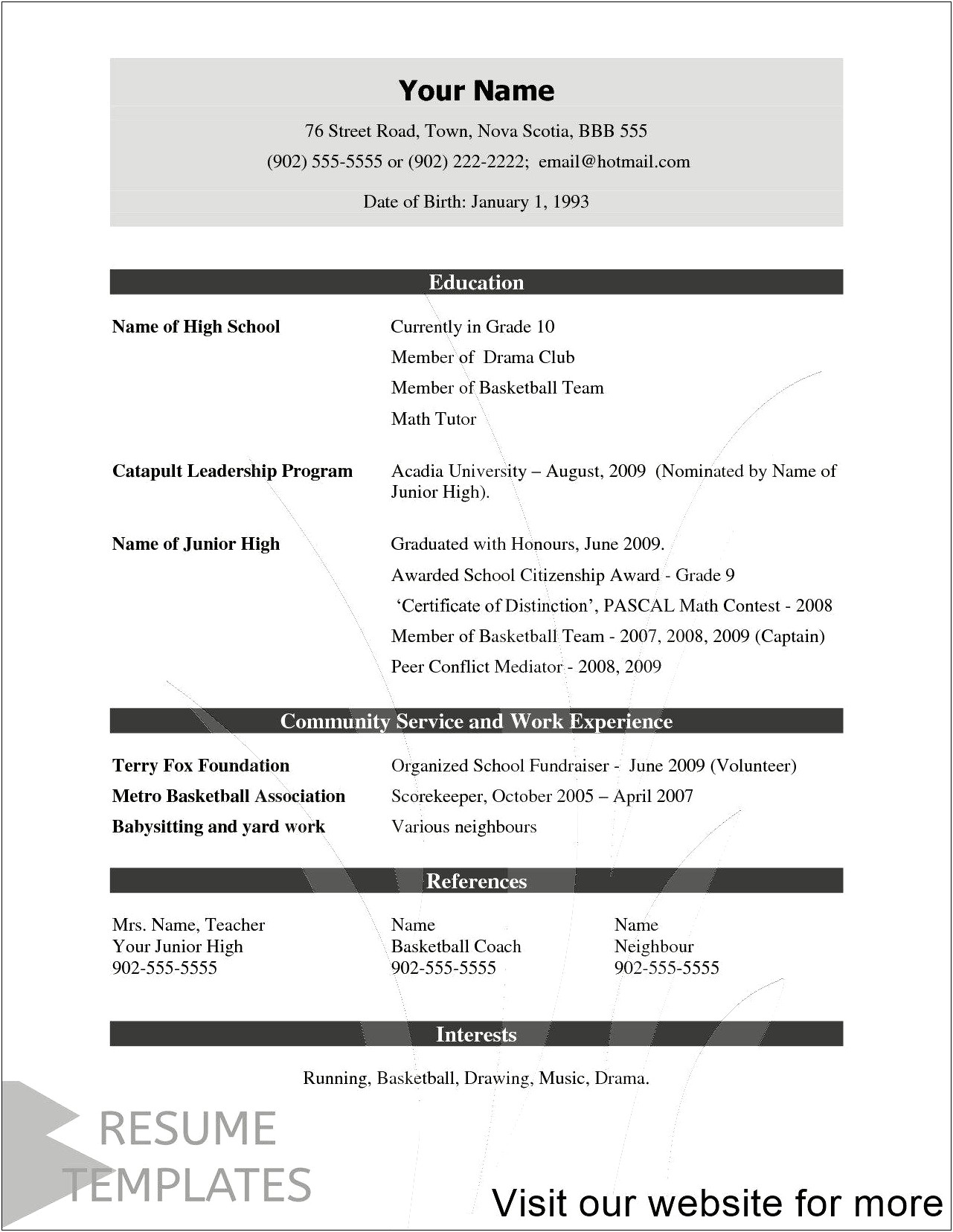 Resume Example For Math Tutor