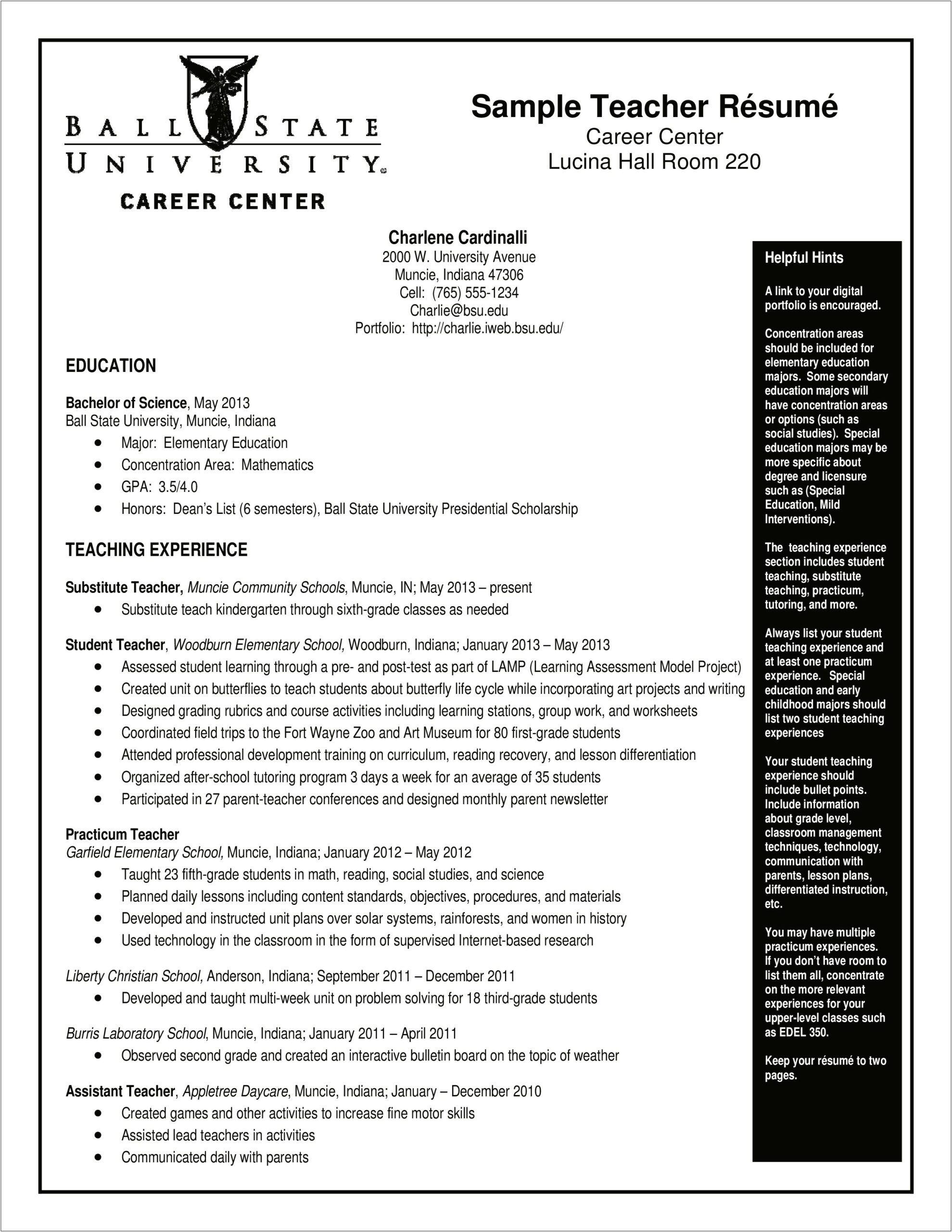 Resume Example For Special Education Teacher