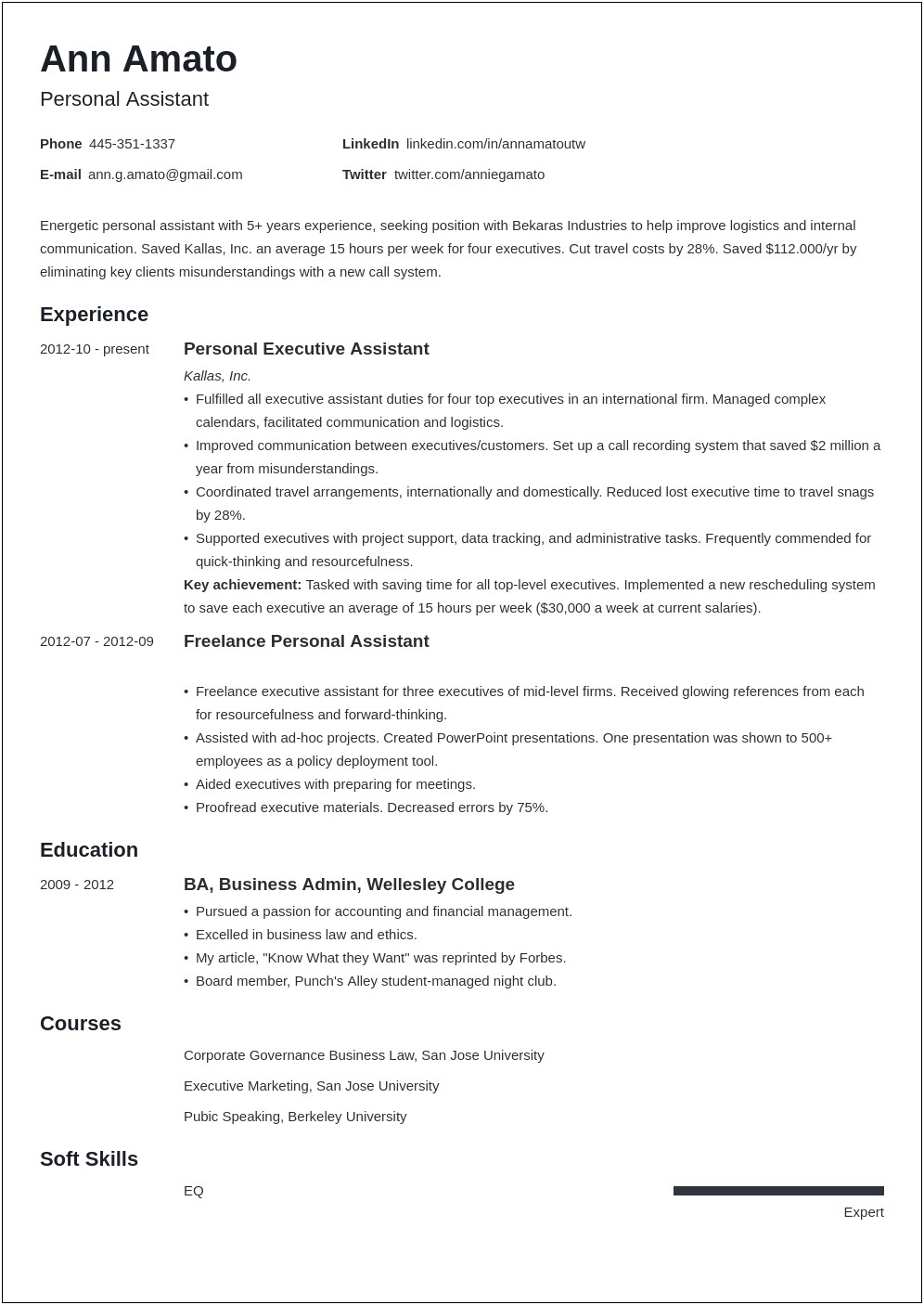 Resume Example Of Current Job