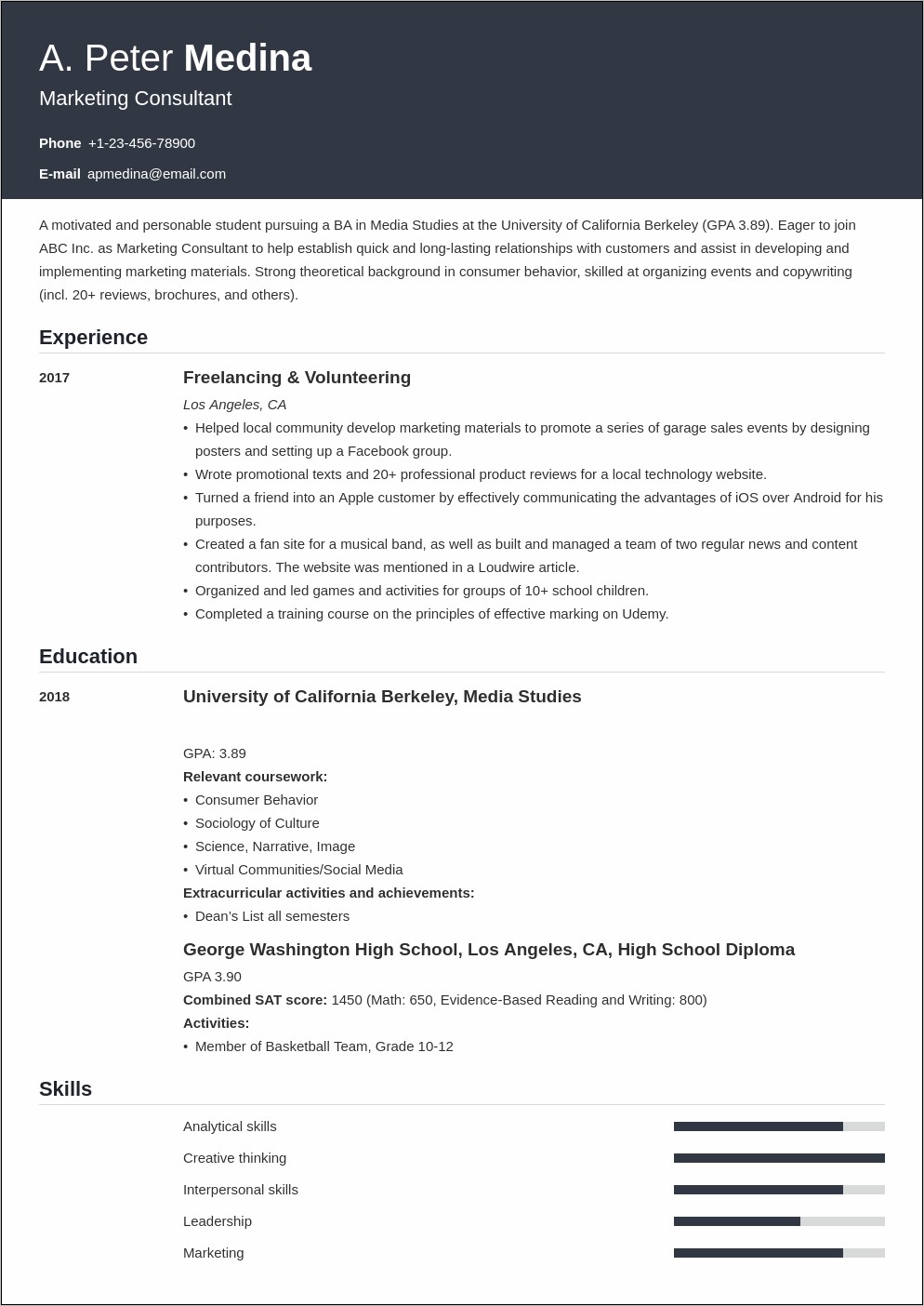 Resume Example With Little Experience