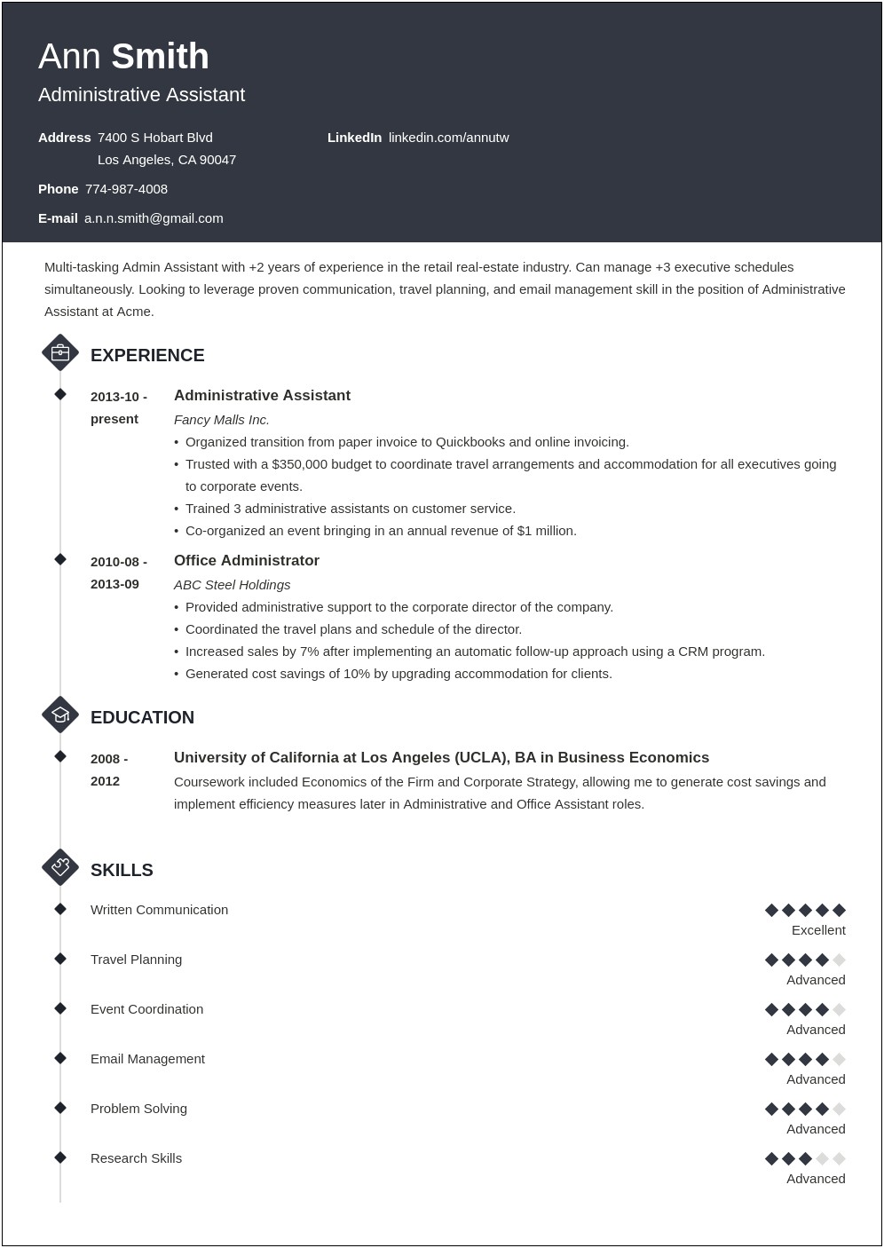 Resume Examples 2014 Administrative Assistant