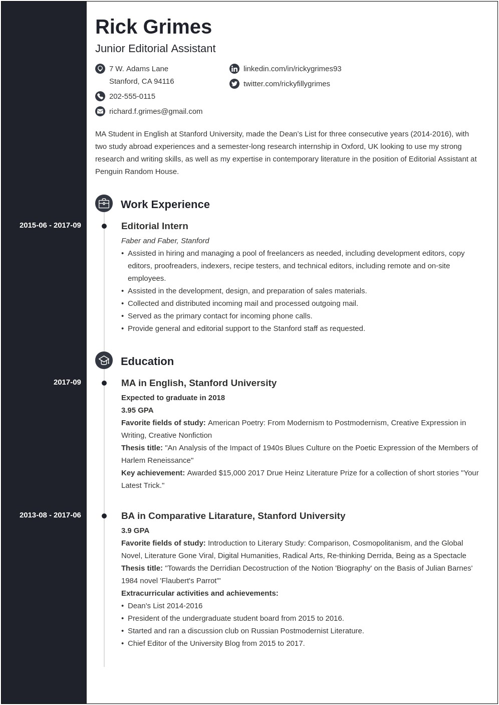 Resume Examples 2017 For Students