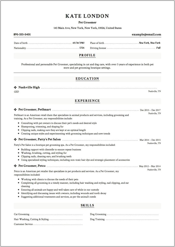 Resume Examples 2017 In Usa