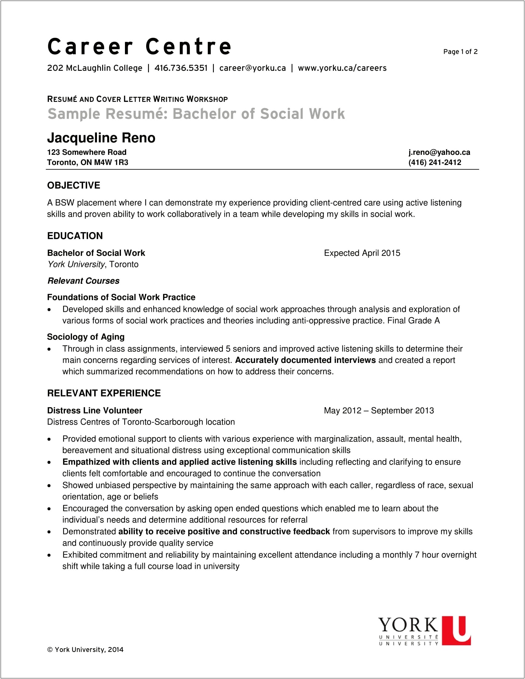 Resume Examples 2017 Social Work
