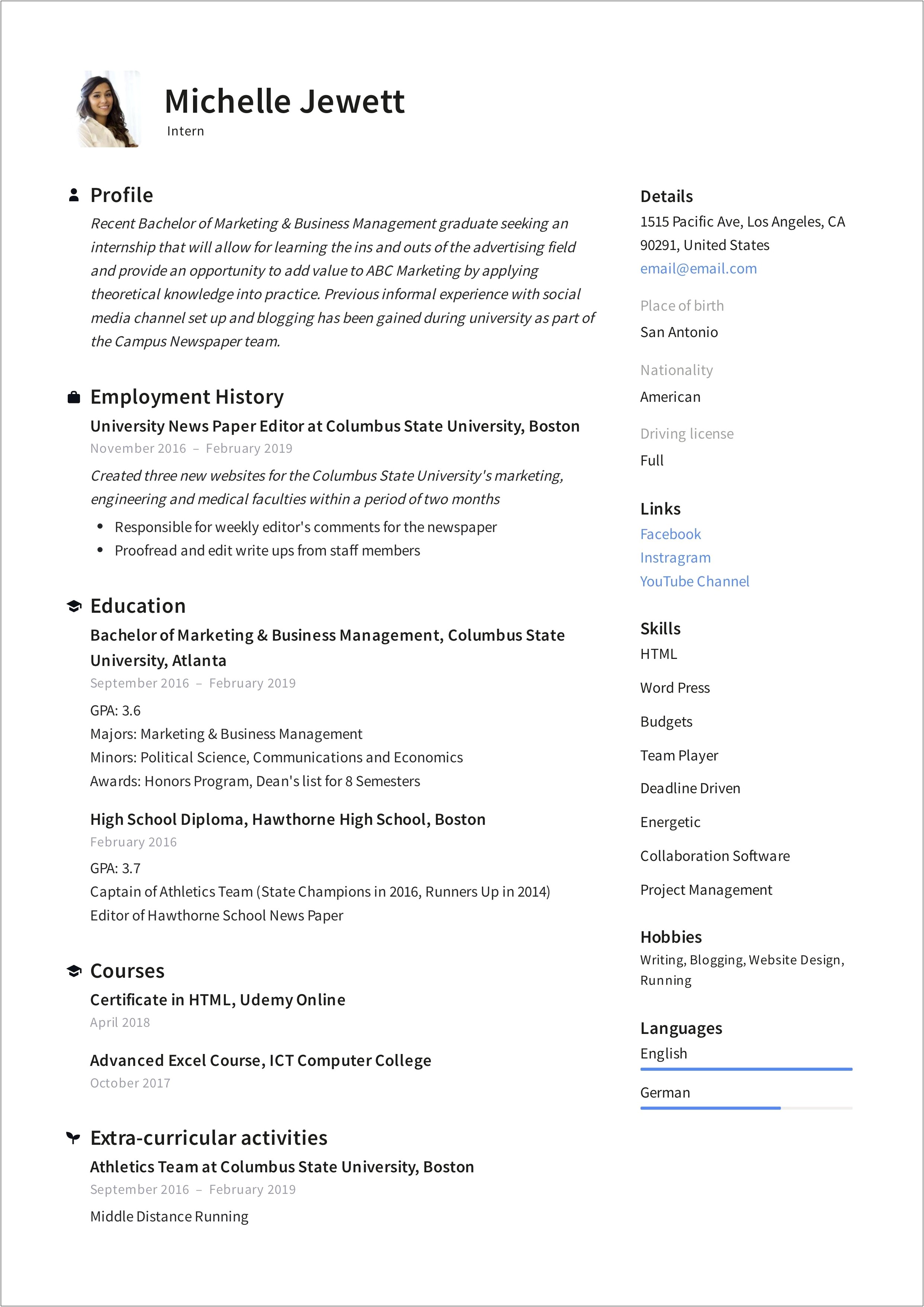 Resume Examples 2018 Direct Marketing