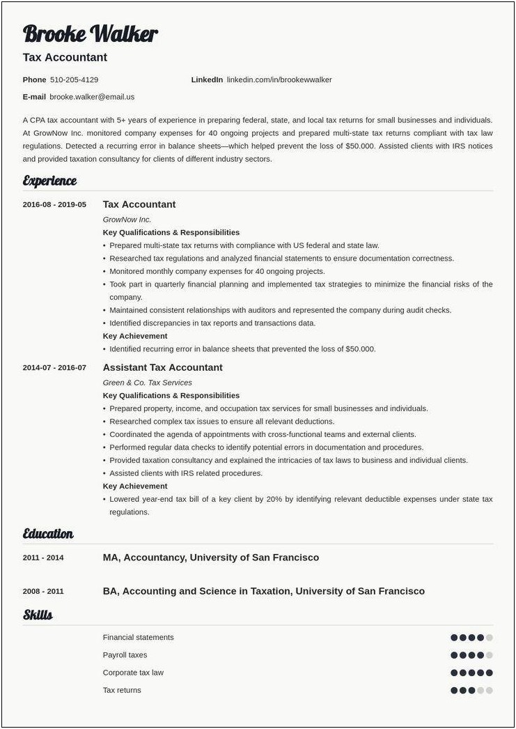 Resume Examples 2019 Accounting Cpa