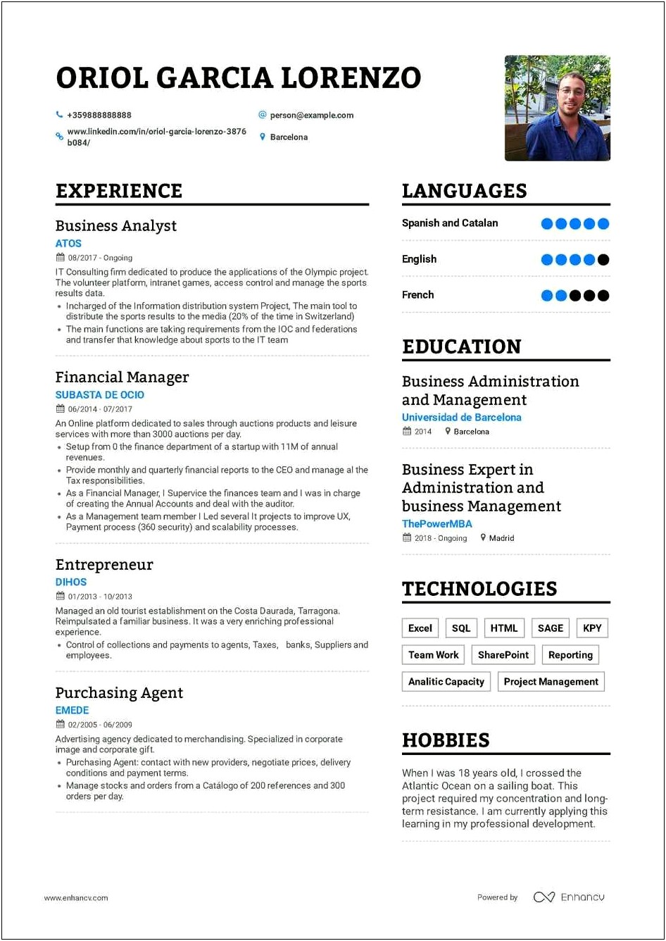 Resume Examples 2019 For Business