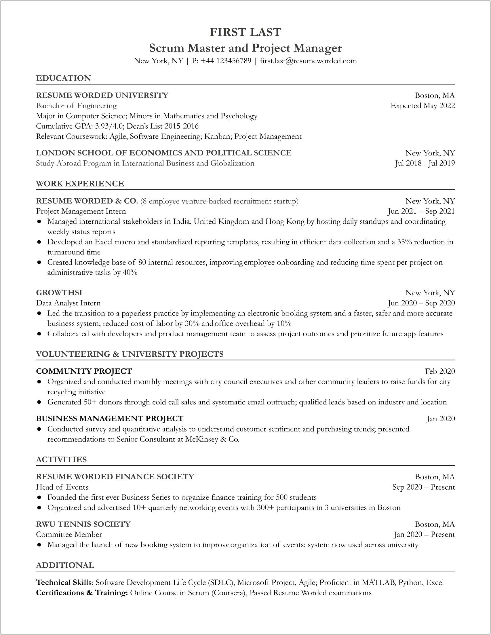 Resume Examples 2019 For Masters Degree