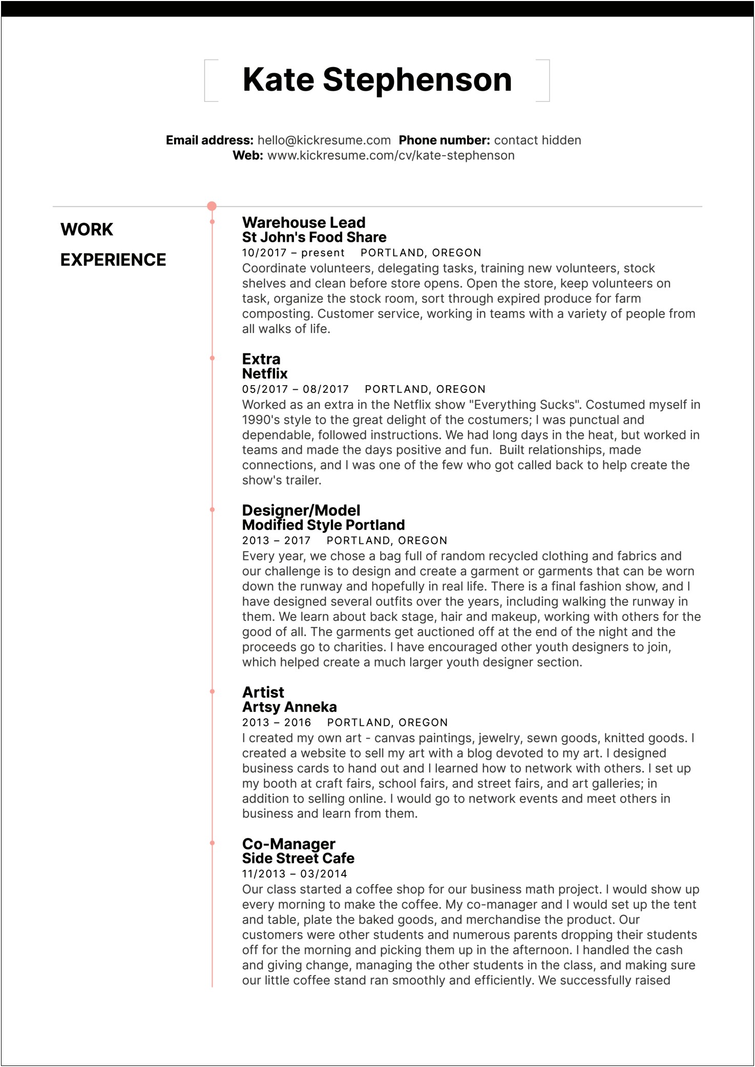 Resume Examples Alone In Store