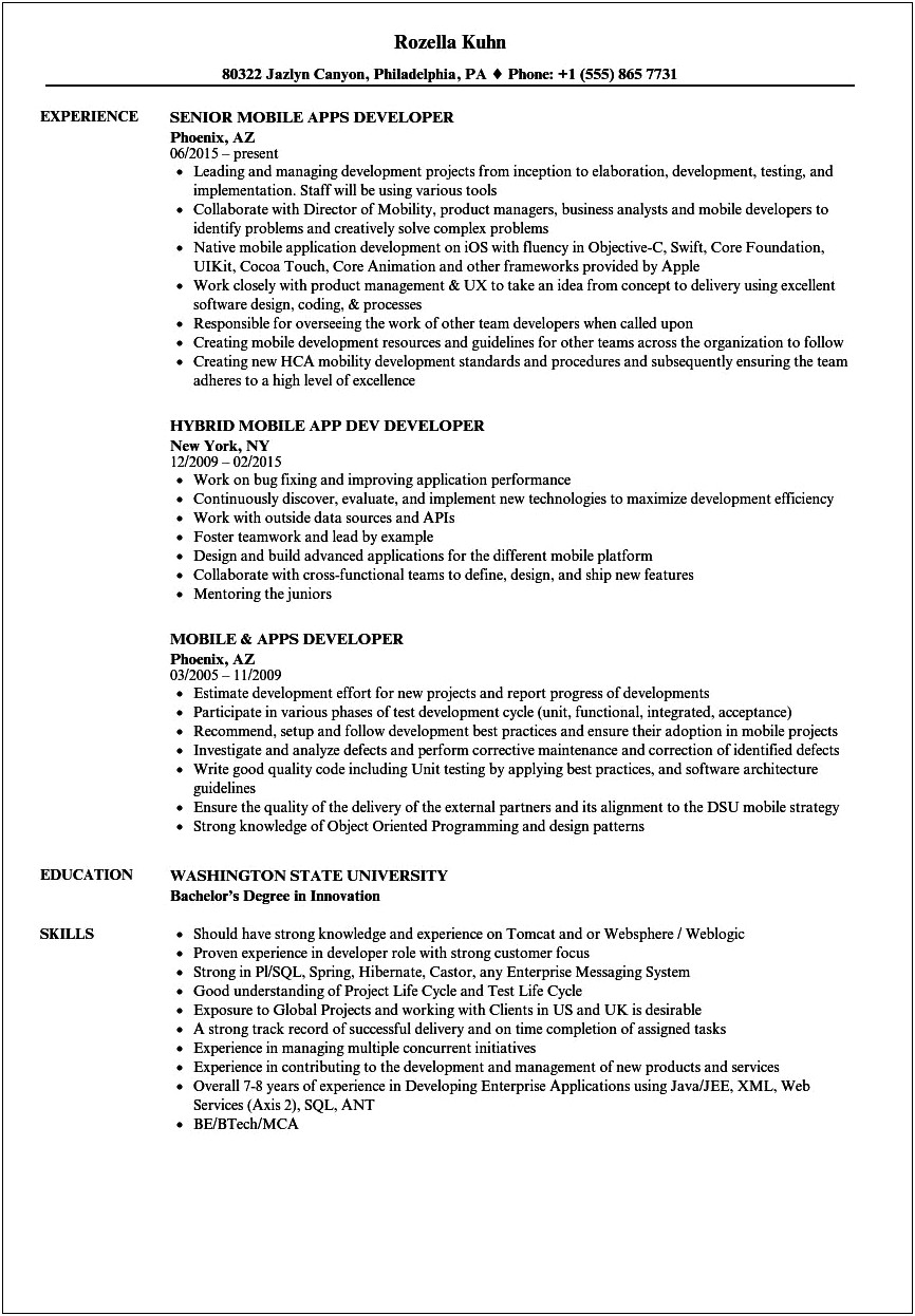 Resume Examples Cell Phone Company