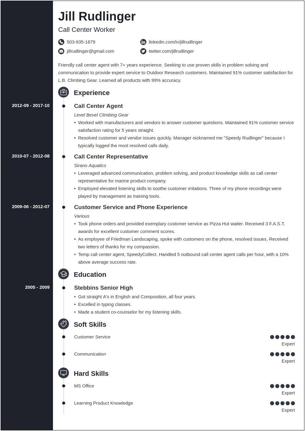 Resume Examples Customer Service Call Centere