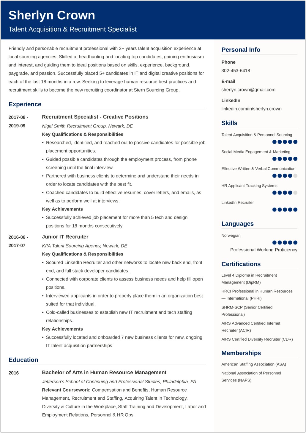 Resume Examples Executive Search Firm